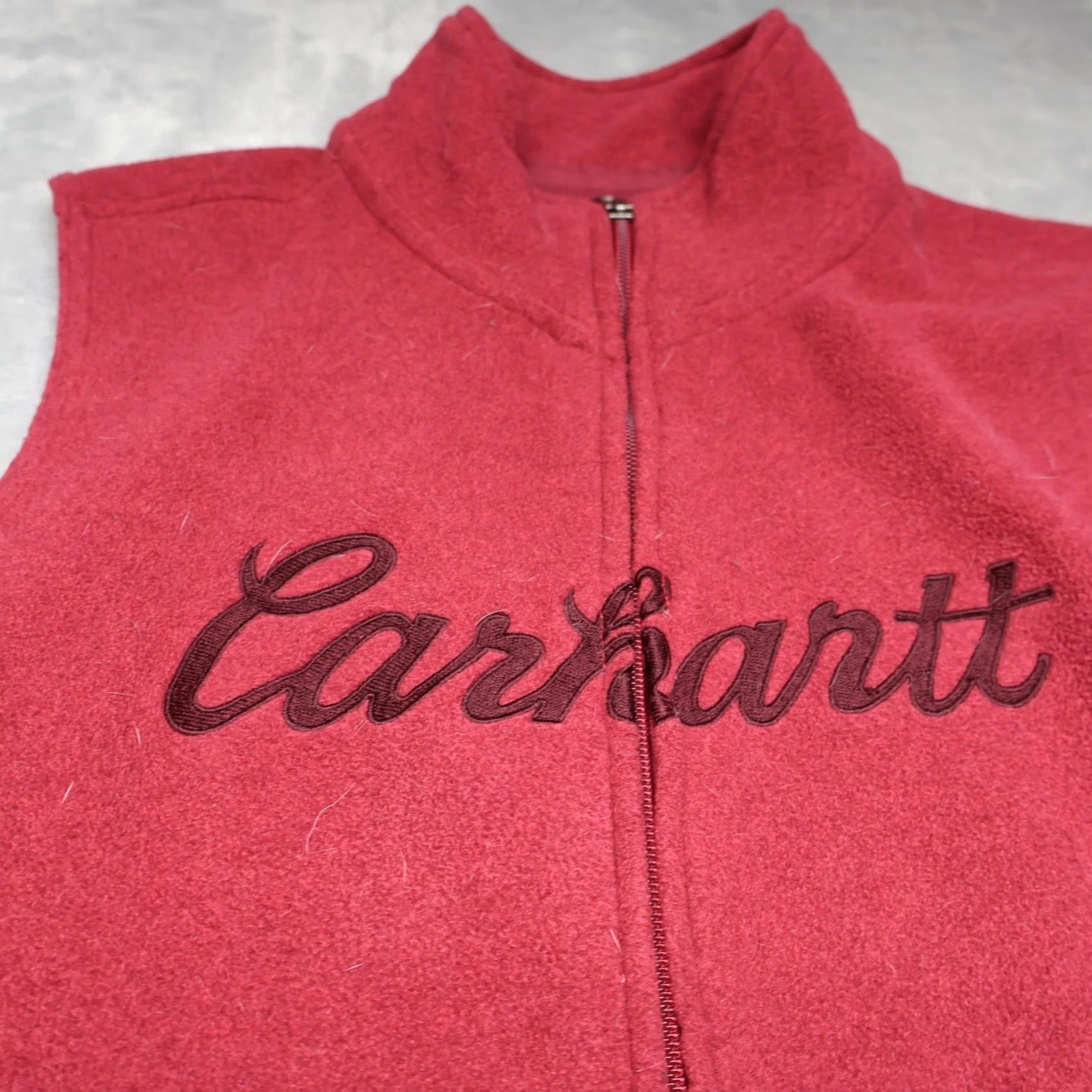 Carhartt VINTAGE Carhartt Vest Women XS Red Embroidered Logo Fleece Zipper Pocket Mid-Length Sleeveless Casual Workwear Size XS / US 0-2 / IT 36-38 - 3 Thumbnail