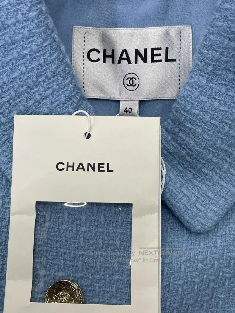 Chanel Chanel 25B blue rolled-edged tweed jacket Size S / US 4 / IT 40 - 4 Thumbnail