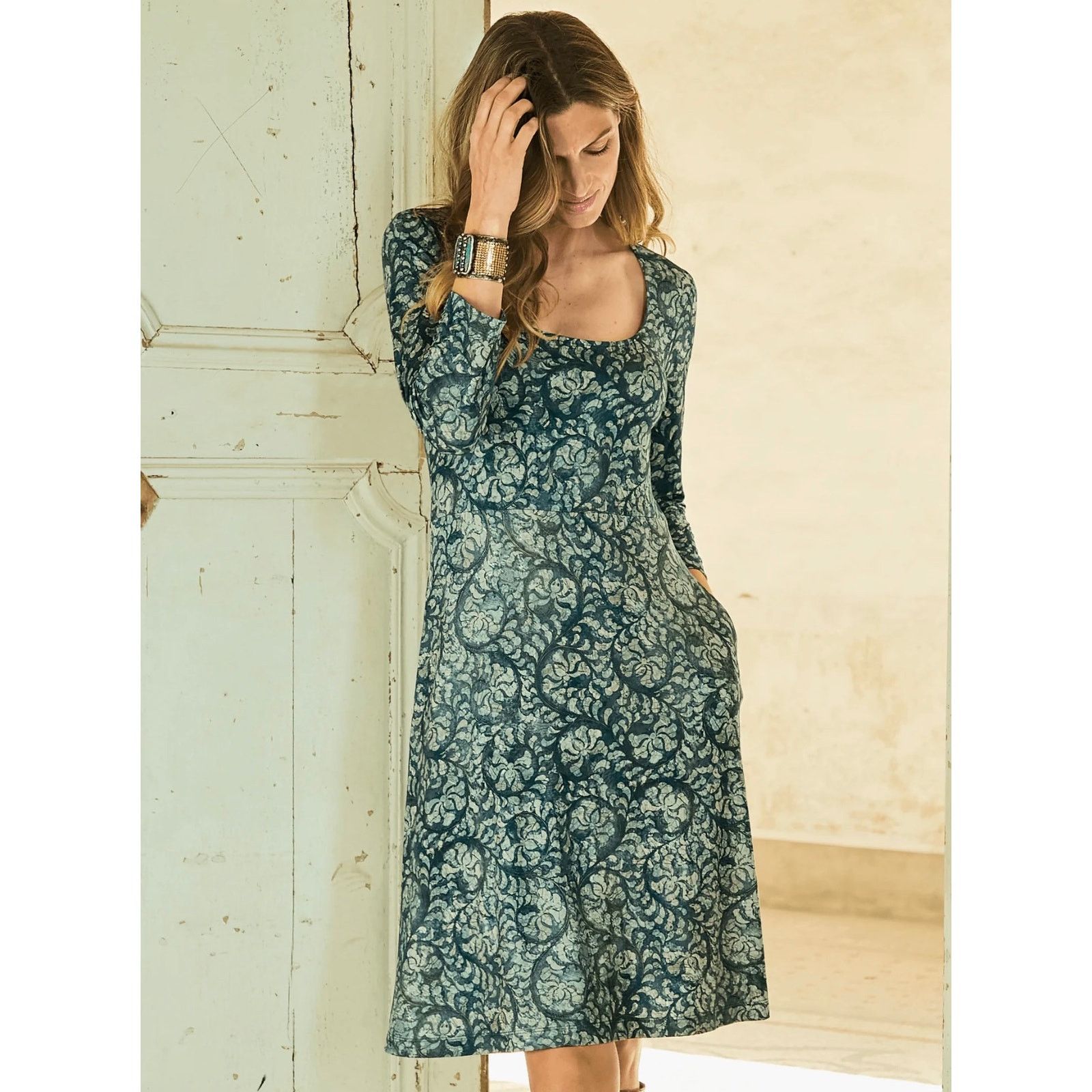 Other PERUVIAN CONNECTION Sant'Elia Jersey Dress Blue Green Medium Size M / US 6-8 / IT 42-44 - 1 Thumbnail