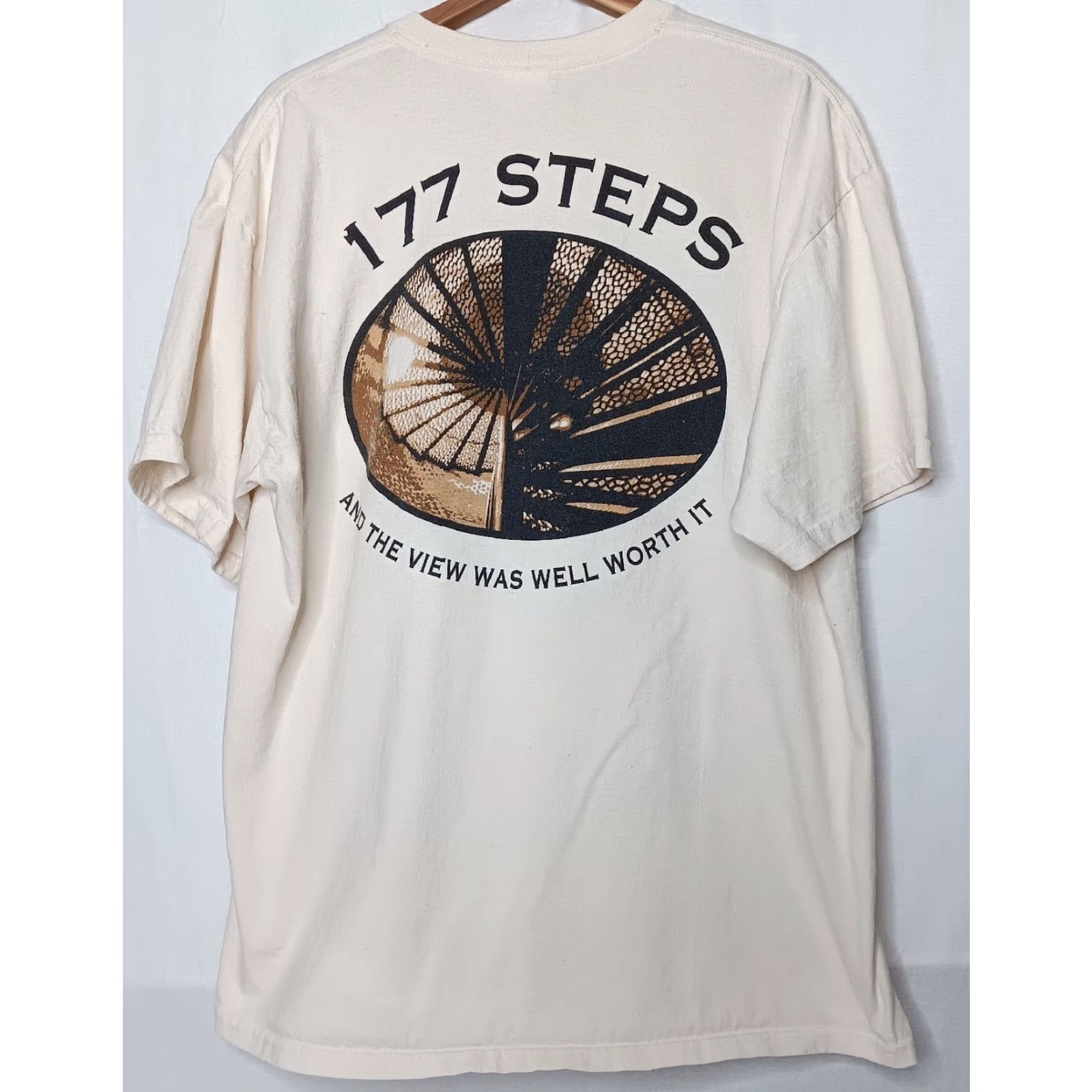 Gildan Gildan Ultra Cotton Shirt Men XL I Climbed The Pensacola Lighthouse Travel Florida Nautical Tourist Crew Neck Short Sleeve Natural/Off-white Size US XL / EU 56 / 4 - 3 Thumbnail