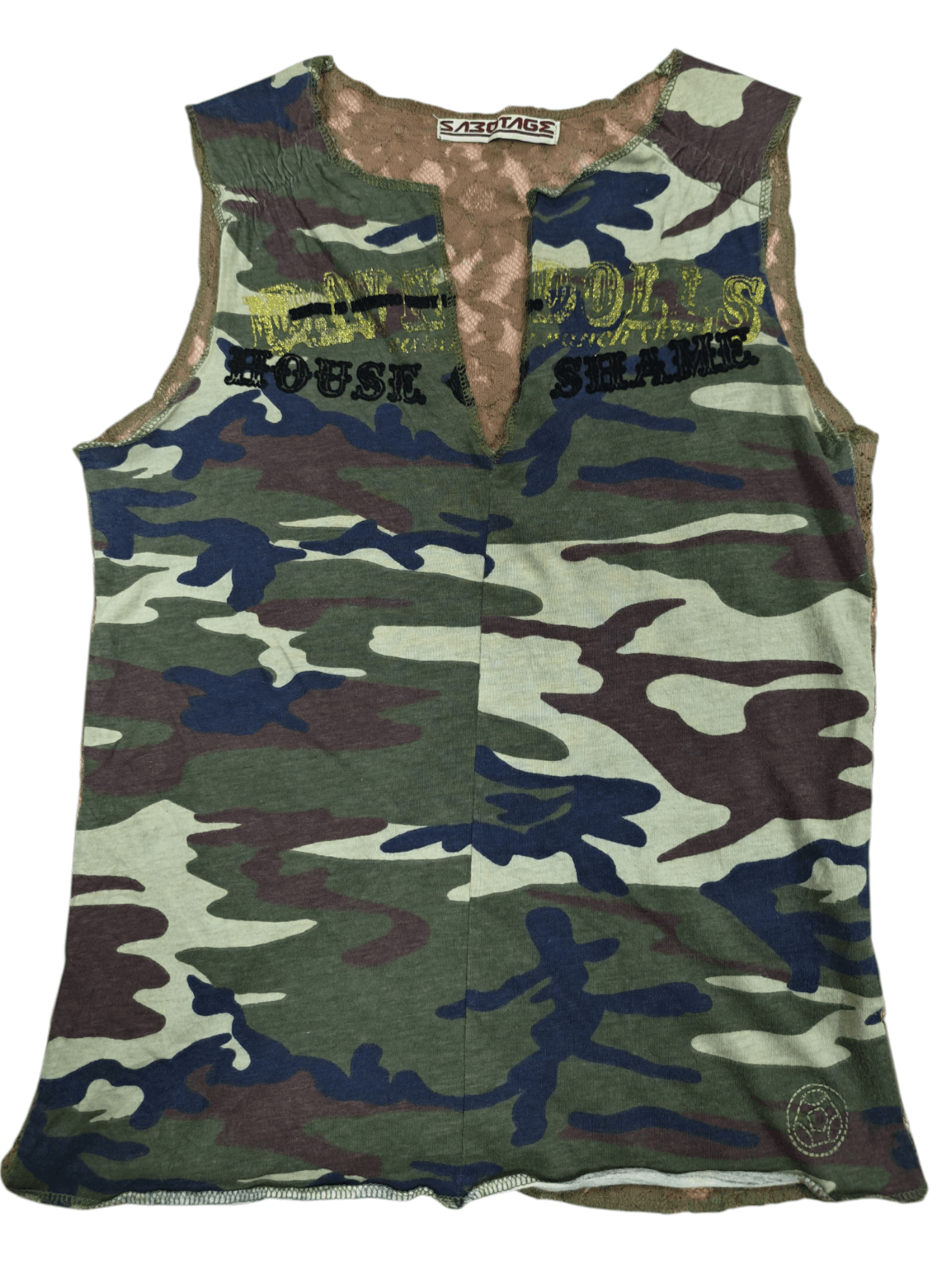 Japanese Brand 🔥🔥🔥Sabotage Vintage Military Camo Tank Top Size XS / US 0-2 / IT 36-38 - 1 Thumbnail