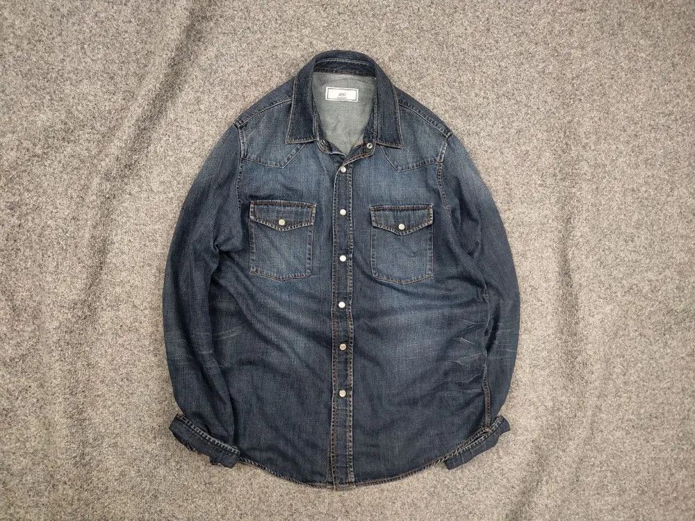 AMI AMI Alexandre Mattiussi Design Blue Denim Faded Mens Shirt Size US M / EU 48-50 / 2 - 1 Thumbnail