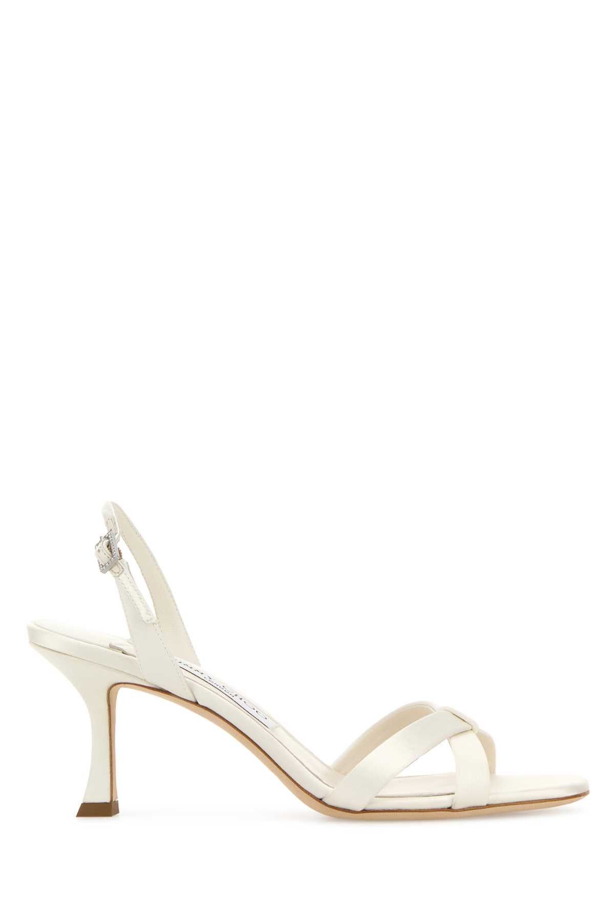Jimmy Choo Ivory Satin Elsy 70 Sandals Size US 9 / IT 39 - 1 Thumbnail