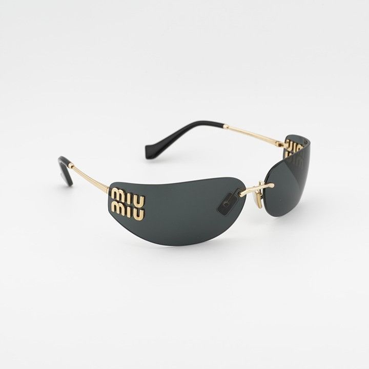 Miu Miu Miu Miu MUA51S 5AK5S0 Sunglasses Gold Rectangle Frame Size ONE SIZE - 5 Thumbnail