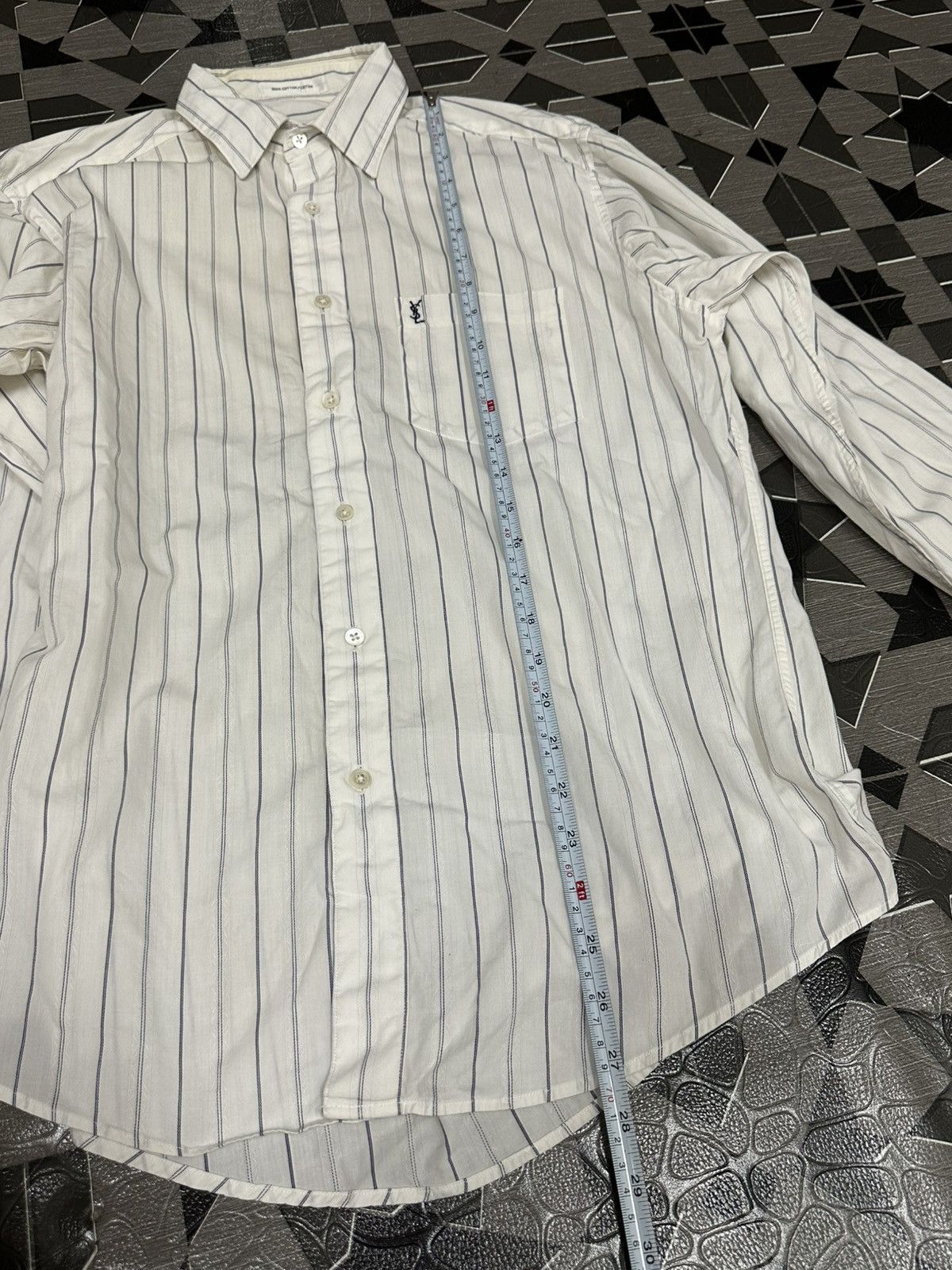 Saint Laurent Paris Vintage Yves Saint Laurent Logo Striped L/S Button Up Shirt Size US M / EU 48-50 / 2 - 10 Thumbnail