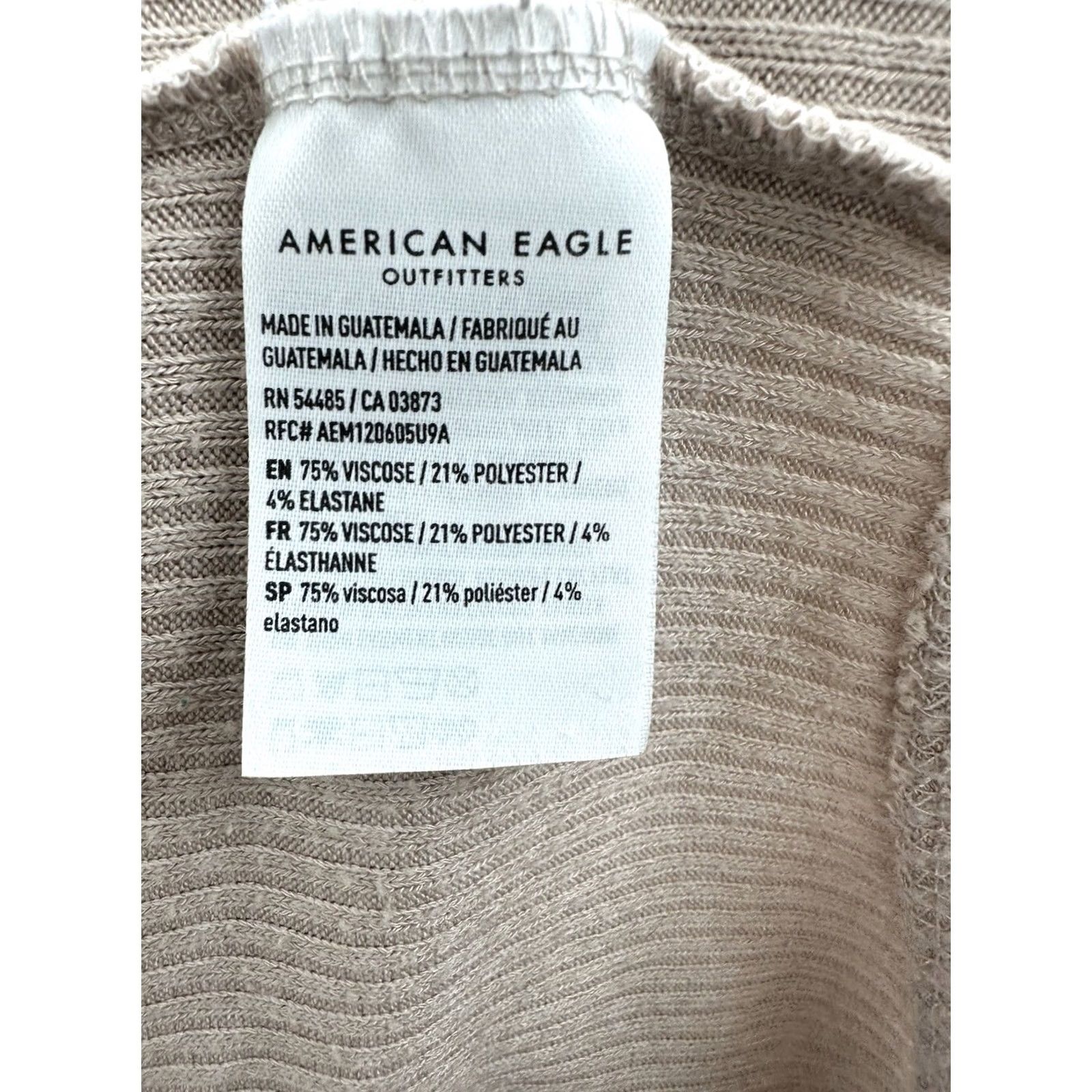 American Eagle Outfitters American Eagle Outfitters Sweater Shirt Womens Medium Tan Long Sleeve Cowl Neck Ribbed Lightweight Knit Size M / US 6-8 / IT 42-44 - 6 Thumbnail