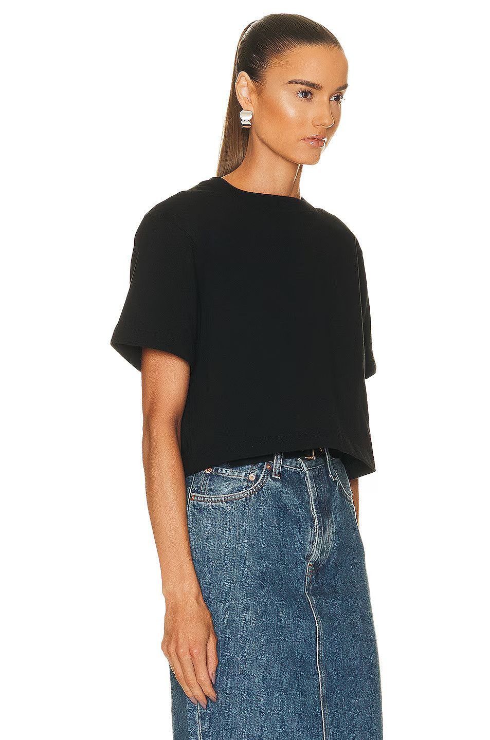 Bottega Veneta o1n1vont1224 Relaxed Fit Heavy Jersey T-Shirt in Black Size M / US 6-8 / IT 42-44 - 2 Thumbnail