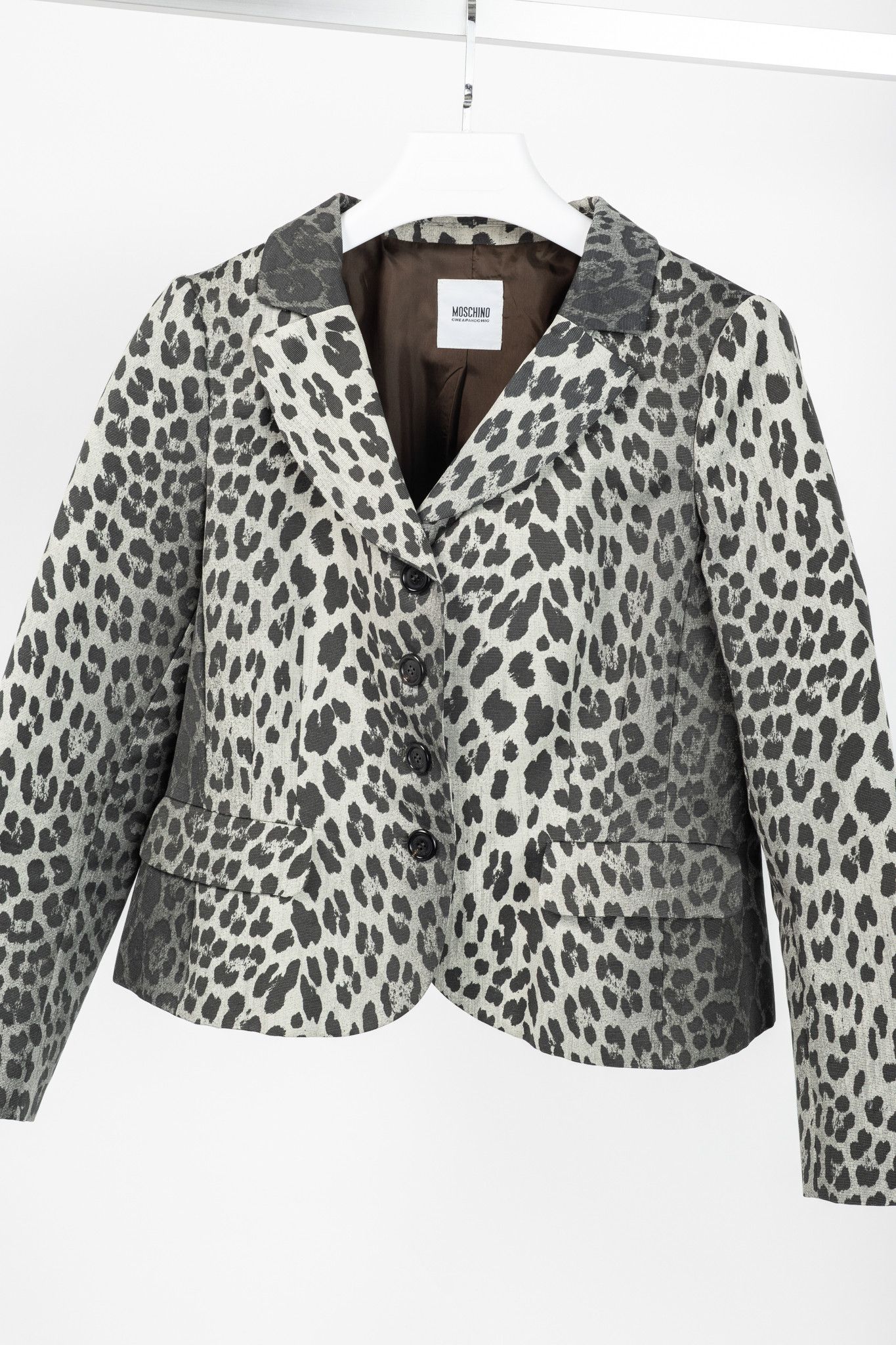 Moschino Moschino Cheap and Chic Grey Cotton Leopard Blazer Size L / US 10 / IT 46 - 3 Thumbnail
