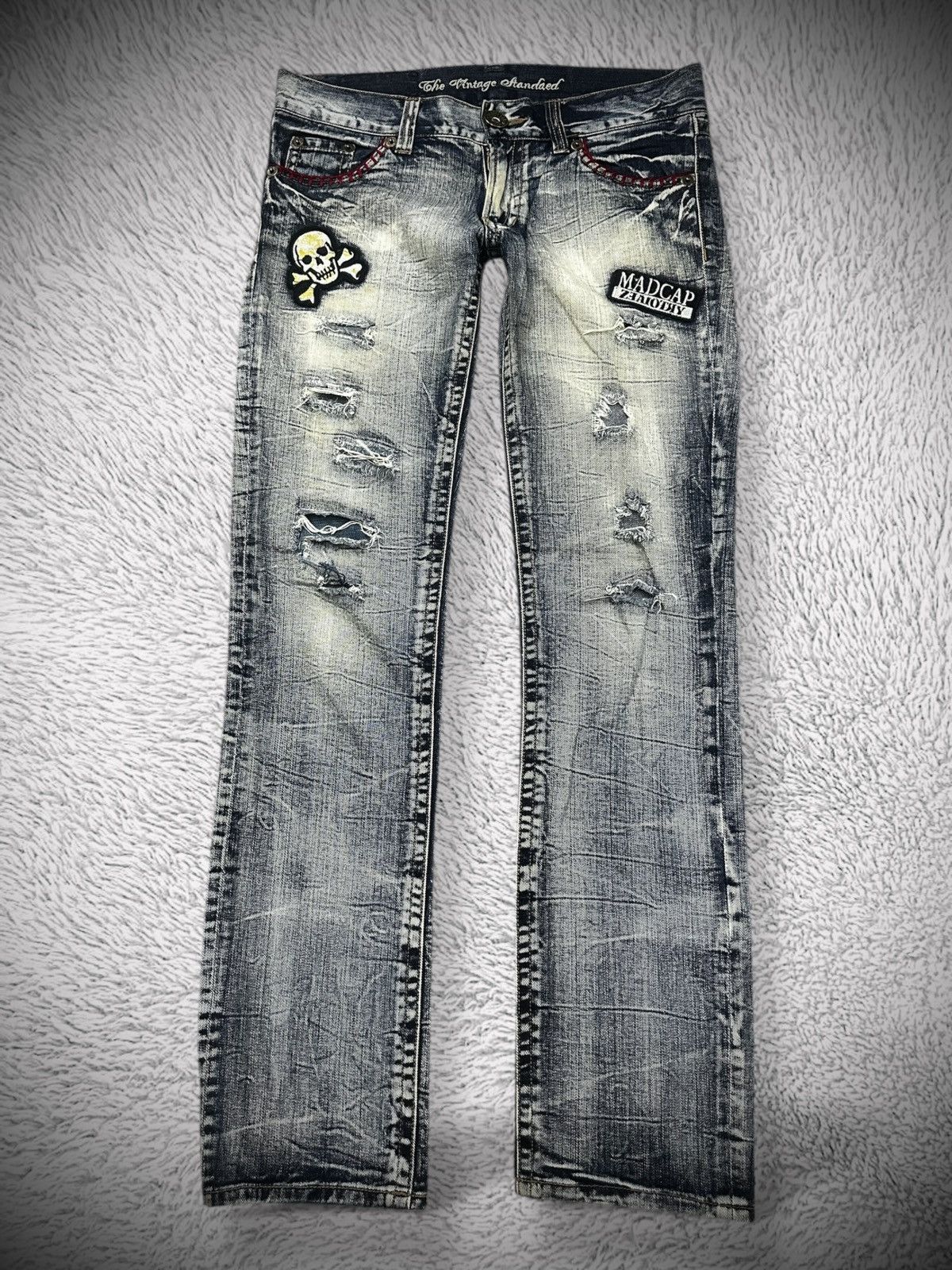 Japanese Brand 💥rare💥 japanese brand Sky Bomber Distressed Patchwork Denim Size US 33 - 1 Thumbnail