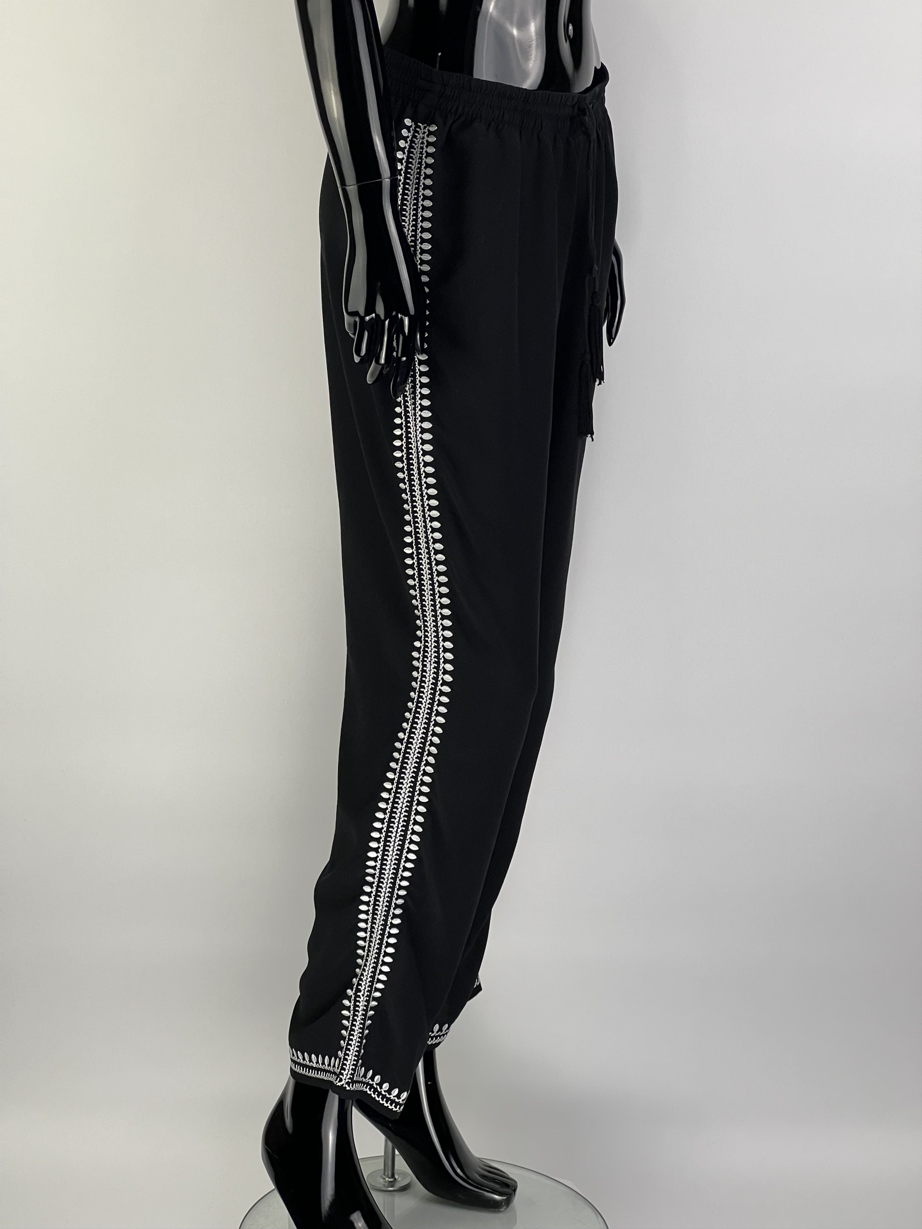 Designer Marie France Van Damme Lace Silk Pants Black Size 2 Size 30" / US 8 / IT 44 - 2 Thumbnail