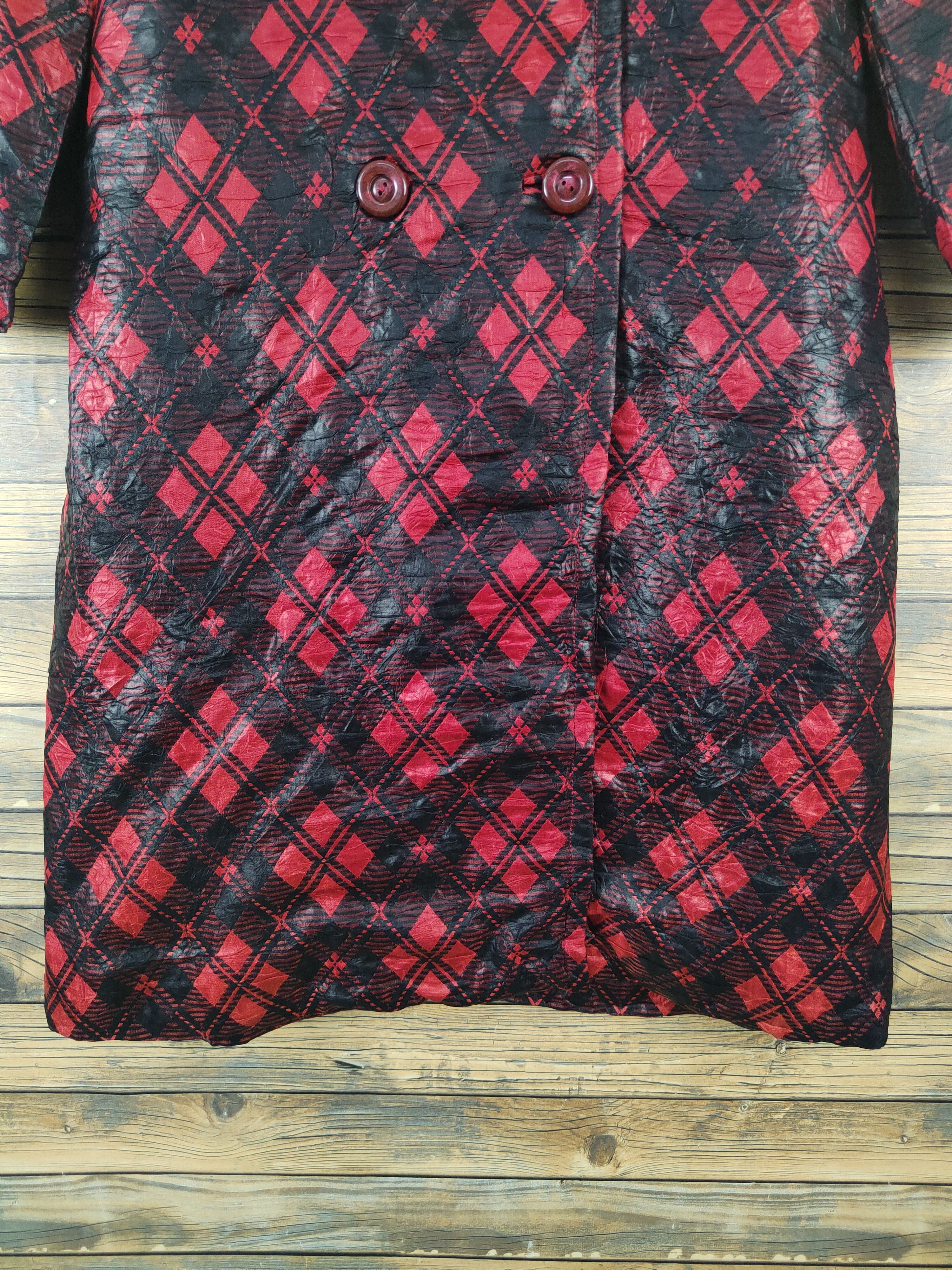 Japanese Brand × Vintage Avant garde fashion by Japanese Brand Red Black Coats Size L / US 10 / IT 46 - 5 Thumbnail