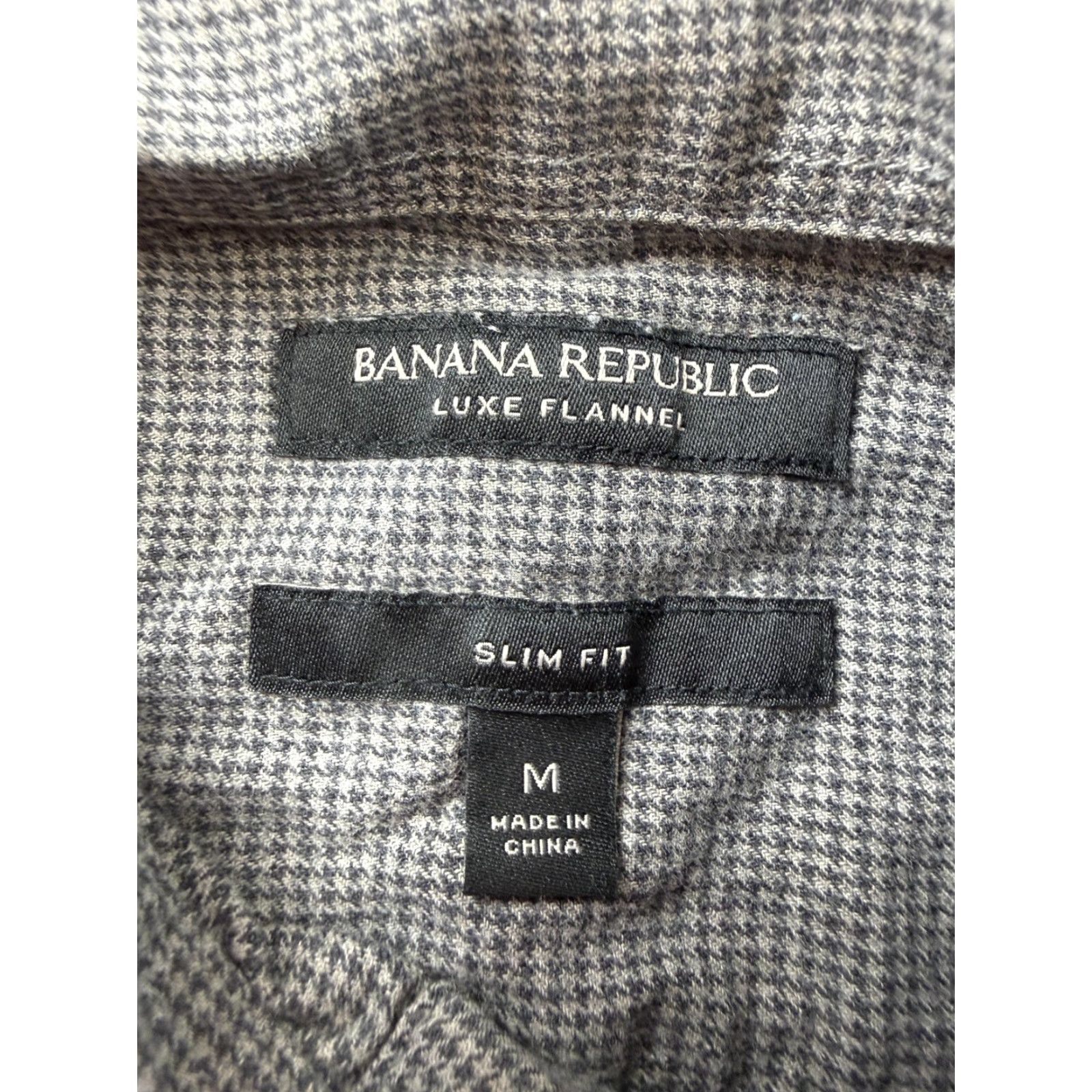 Banana Republic Banana Republic Shirt Mens Medium Gray Check Luxe Flannel Slim Fit Button Front Size US M / EU 48-50 / 2 - 3 Thumbnail