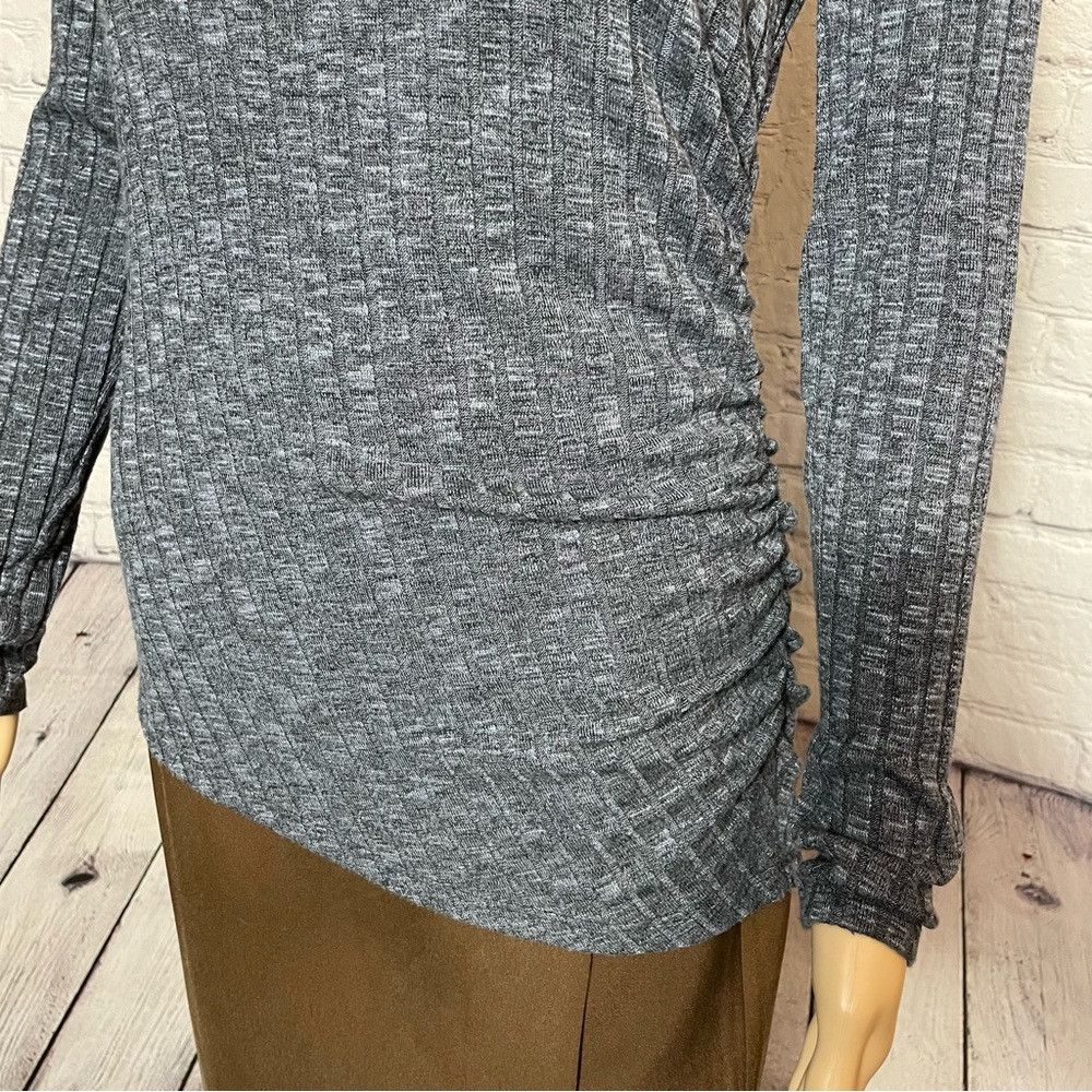 Michael Stars Michael Stars Ribbed Long Sleeve Ruched One Side Rayon Swea Size ONE SIZE - 4 Thumbnail