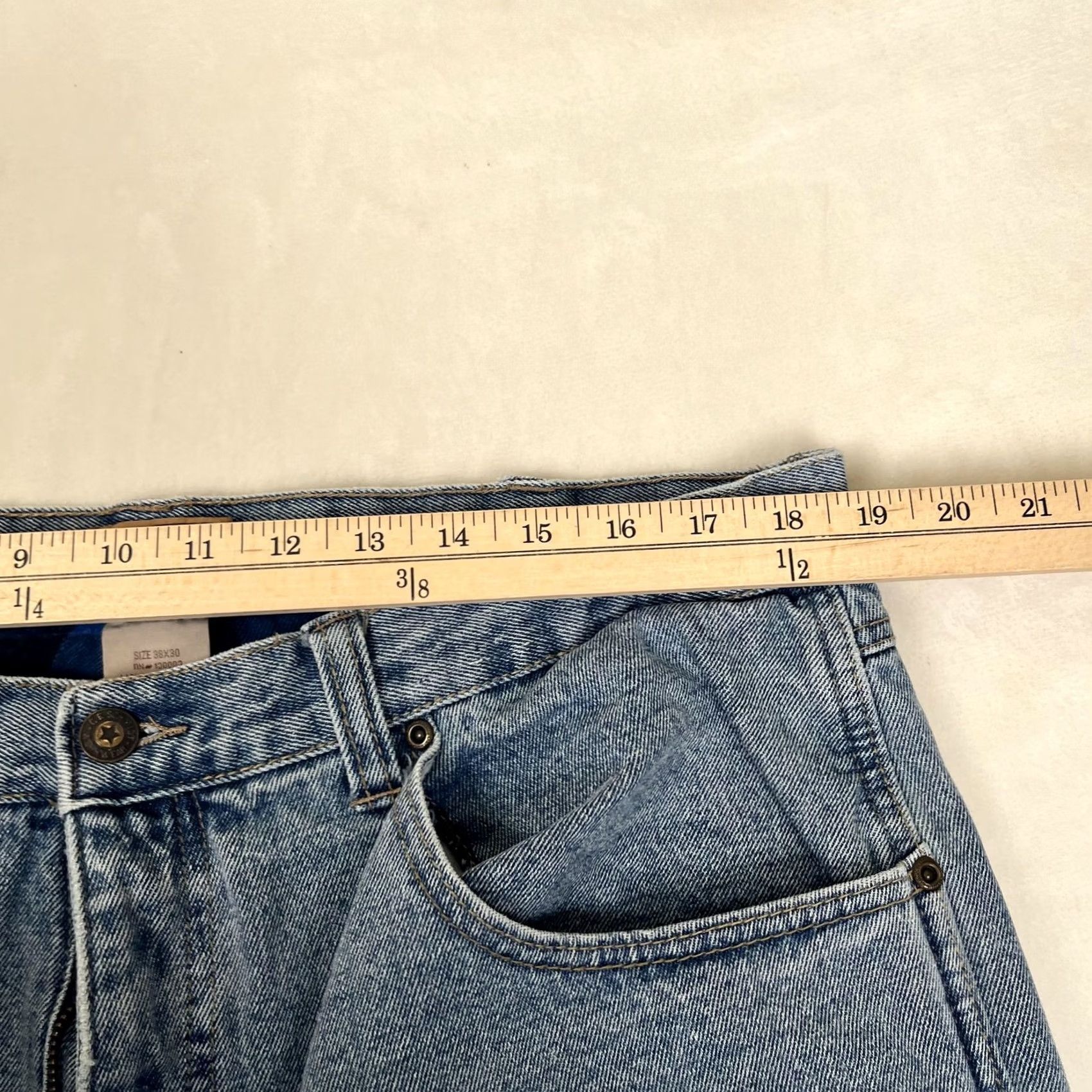 Denime C.E. Schmidt Jeans Mens 38x30 Blue Relaxed Straight Flannel Lined Work Denim Jeans Size US 38 / EU 54 - 6 Thumbnail
