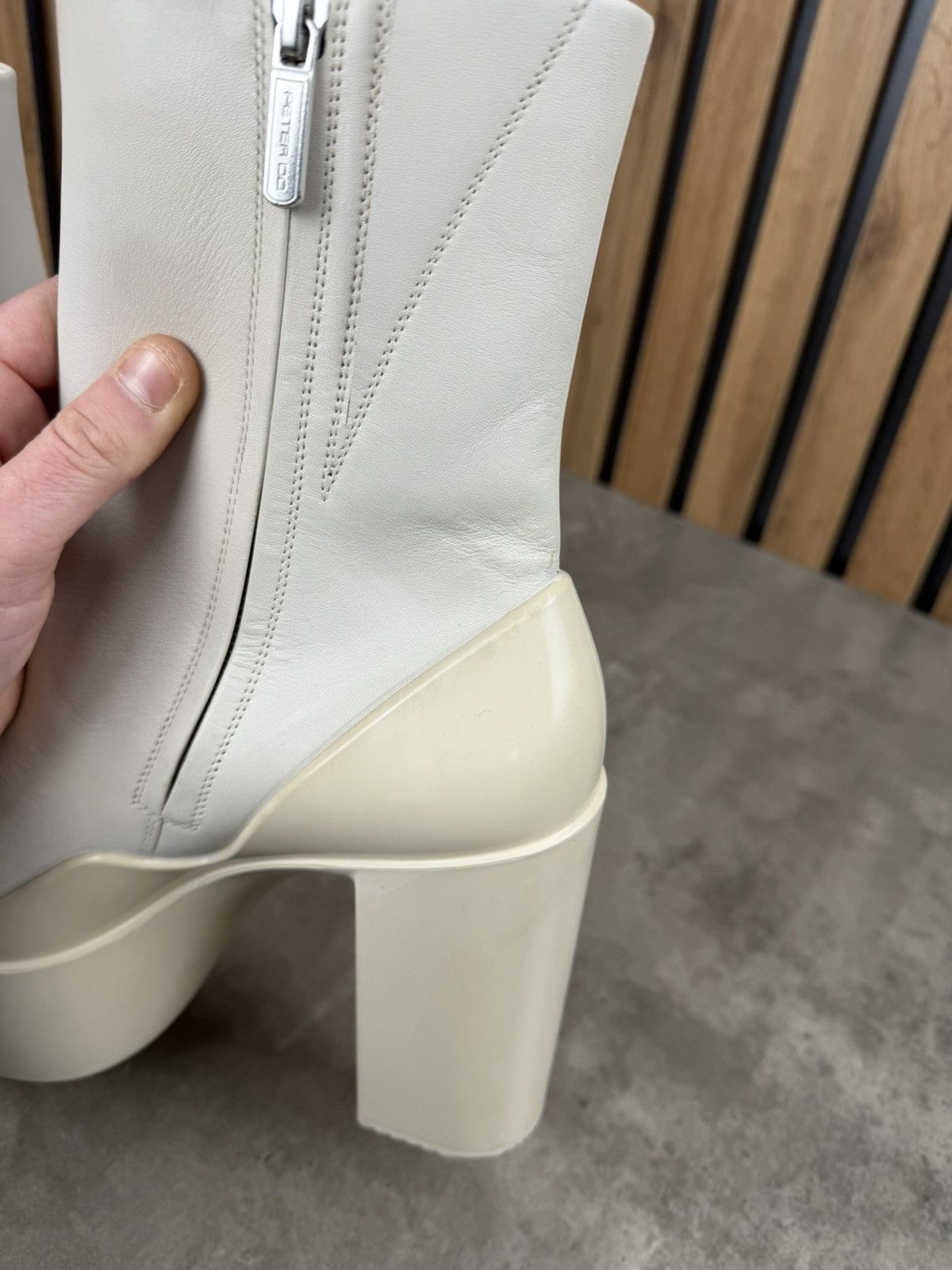 Peter Do at.kollektive x Peter Do Leather Platform Ankle Boots White Size US 10 / IT 40 - 11 Thumbnail