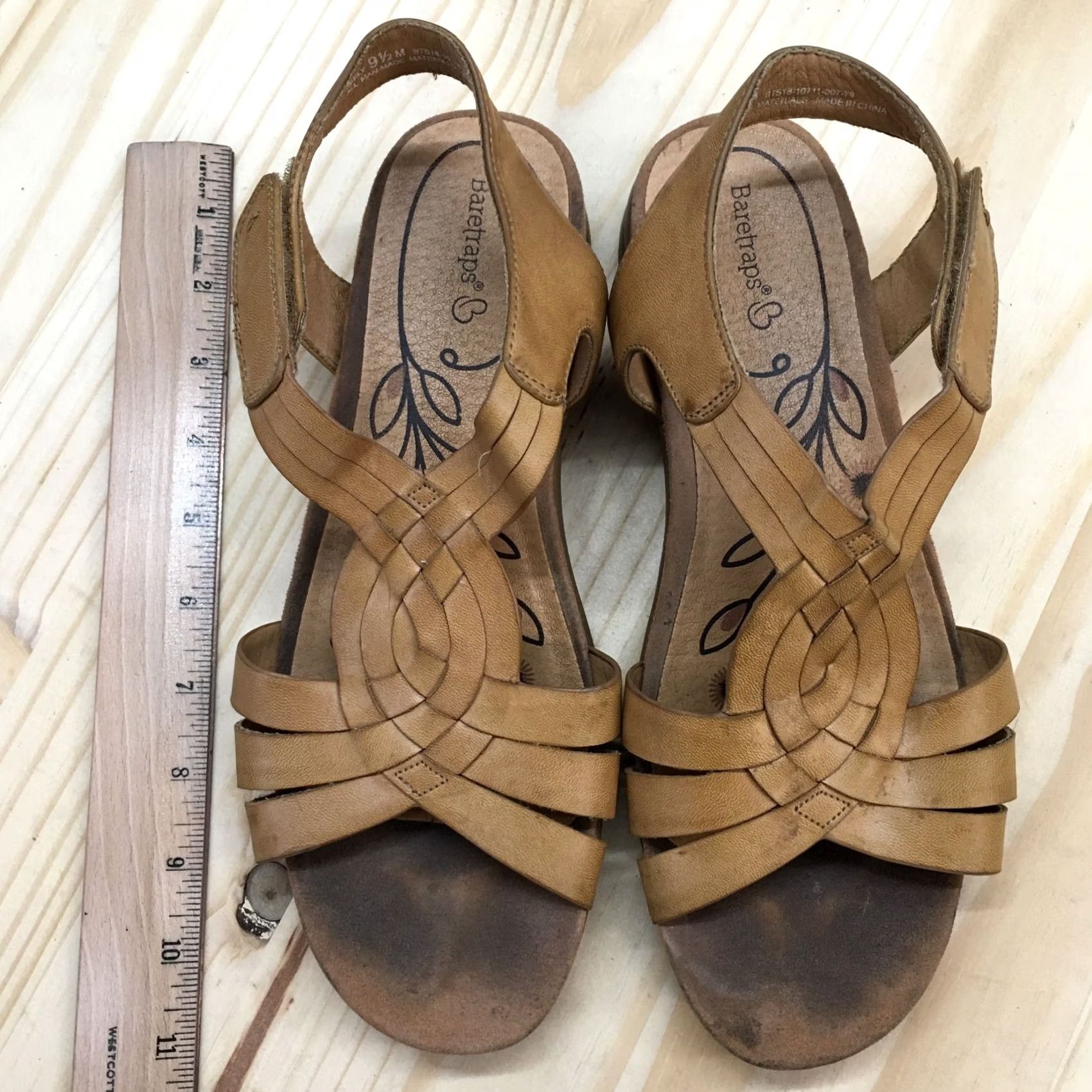Vintage Baretraps Sandals Womens 9.5 M Keely Woven Straps Brown Faux Leather Hook&Loop Sandal Womens Mens Womens Size US 10 / IT 40 - 6 Thumbnail