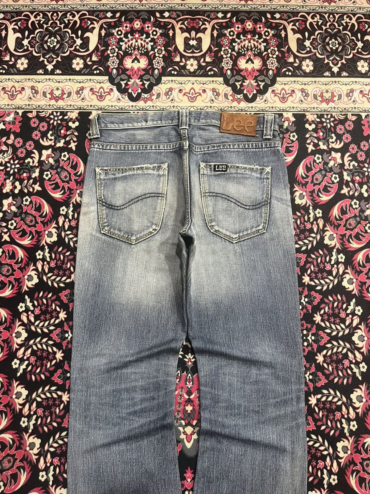Lee Vintage Lee Riders Japan Made Blue Wash Distress Flare Jeans Size US 31 - 6 Thumbnail