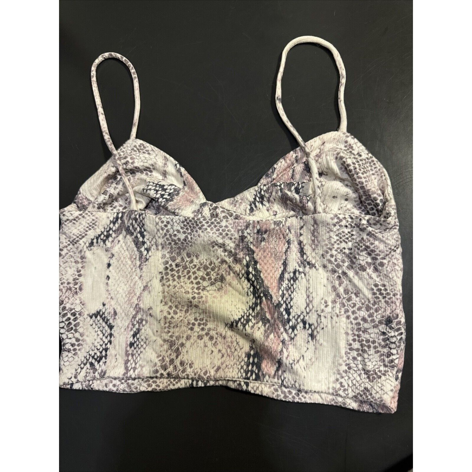Other Olivaceous Crop Top Spaghetti Strap Gray Pink Snake Print Si Size L / US 10 / IT 46 - 3 Thumbnail