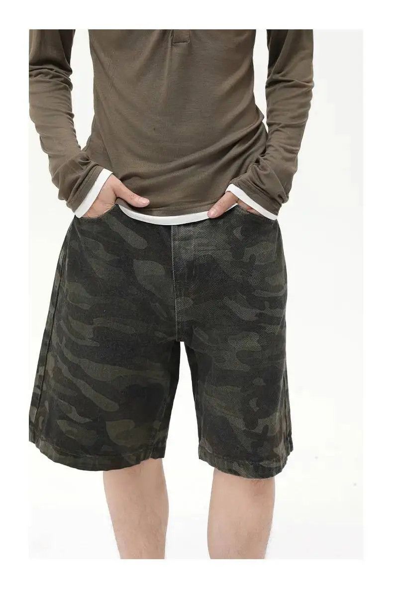 Japanese Brand Dark Camo Baggy Denim Shorts Size US 34 / EU 50 - 3 Thumbnail
