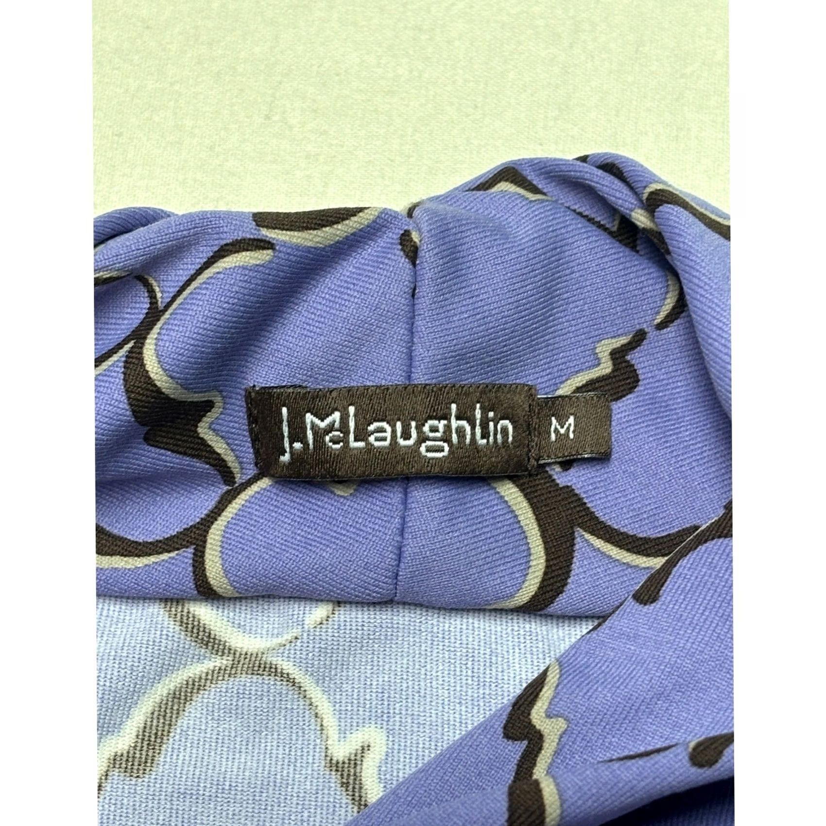 J.McLaughlin J.McLaughlin Womens Mock Neck Top Blue Geometric Trellis Print Long Sleeve M Size M / US 6-8 / IT 42-44 - 2 Thumbnail