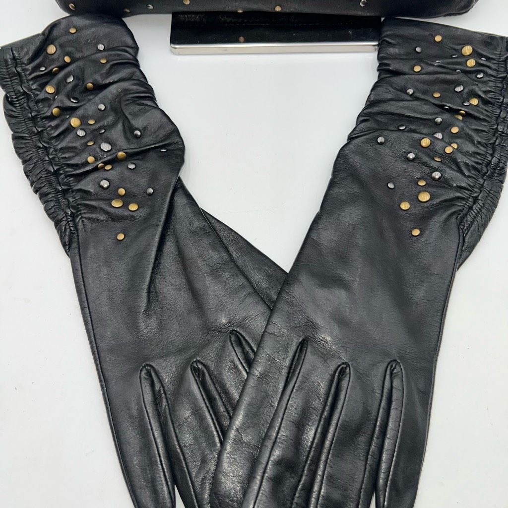 Armani Exchange Armani Exchange Lambskin Studded Gloves and Bag Set Gloves a Size ONE SIZE - 2 Thumbnail
