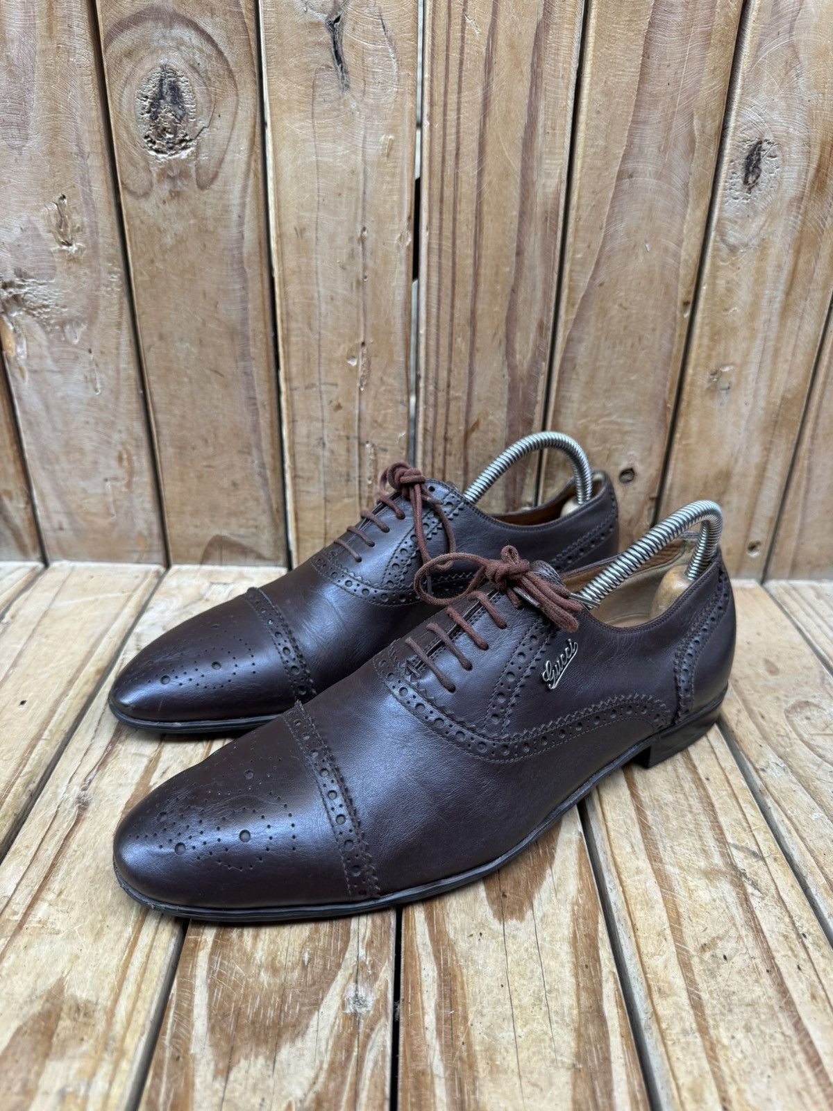 Gucci Gucci brown Cap Toe Leather Men's Dress Shoes UK 6 USA 6.5 Size US 6.5 / EU 39-40 - 1 Thumbnail