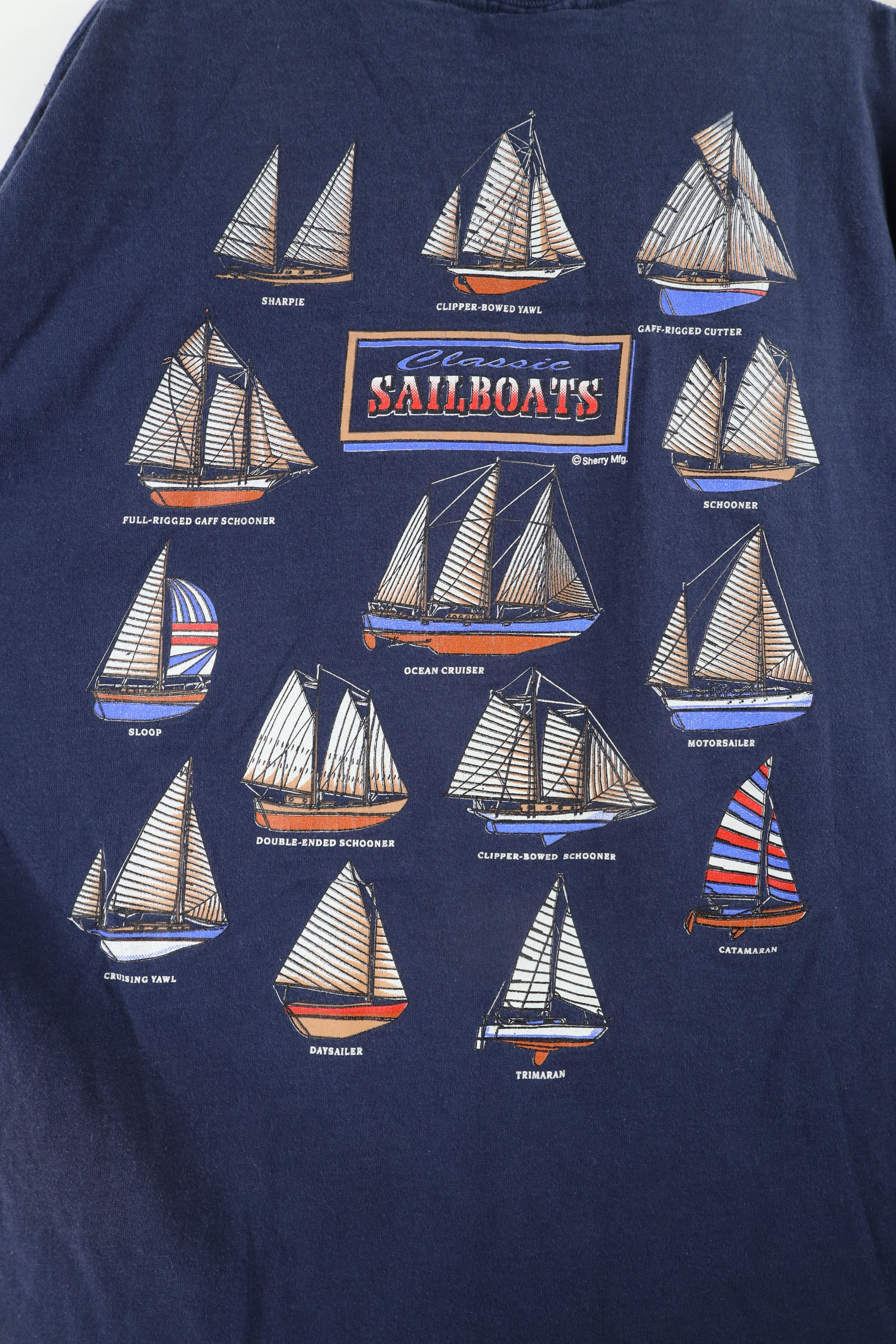 Vintage Vintage 90s Streetwear Classic Sailboats T-Shirt Blue USA Size US XXL / EU 58 / 5 - 8 Thumbnail