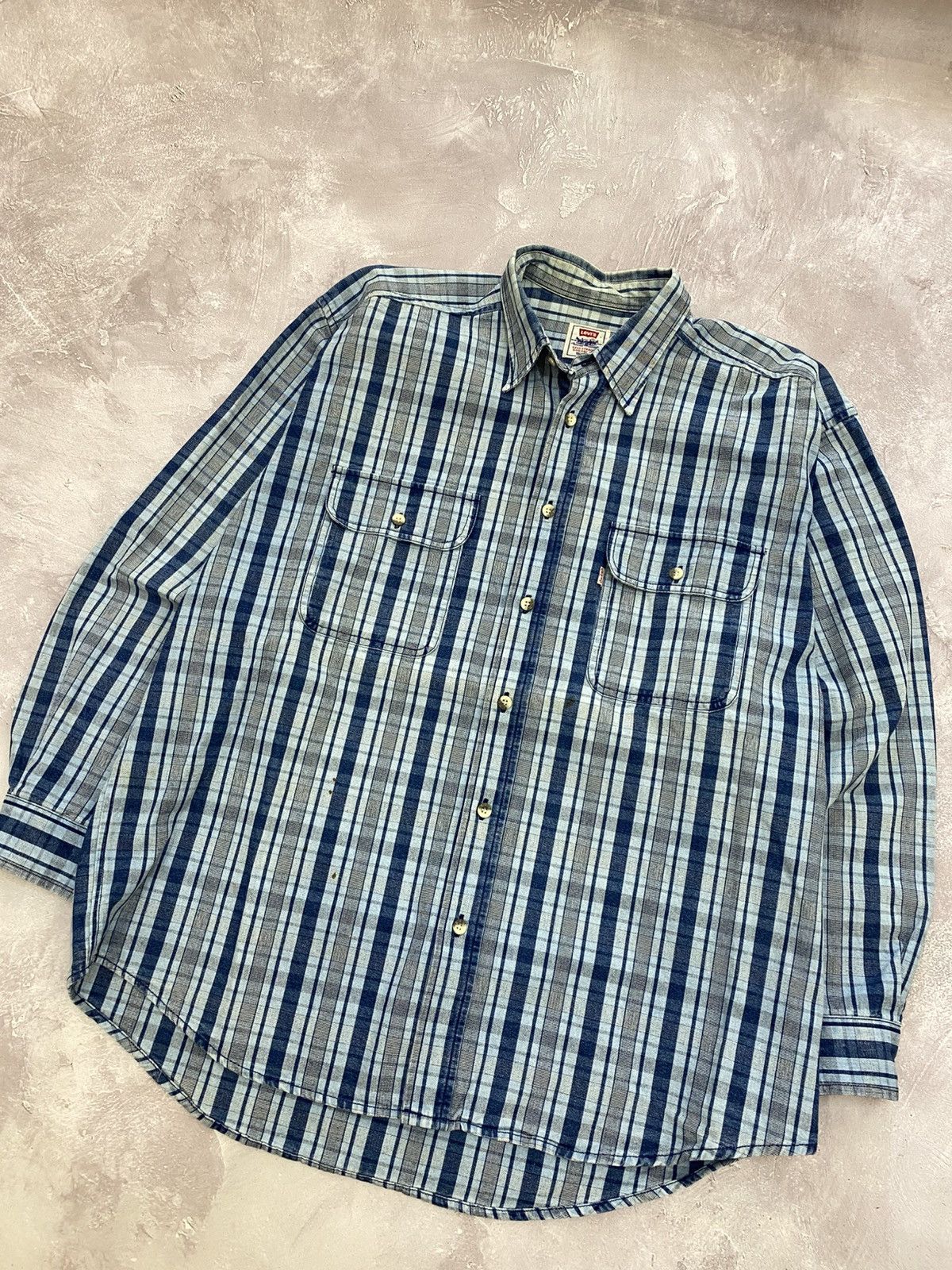 Levi's Vintage Levi's Denim Checkered Oversized Shirt Long Sleeve Size US L / EU 52-54 / 3 - 2 Thumbnail