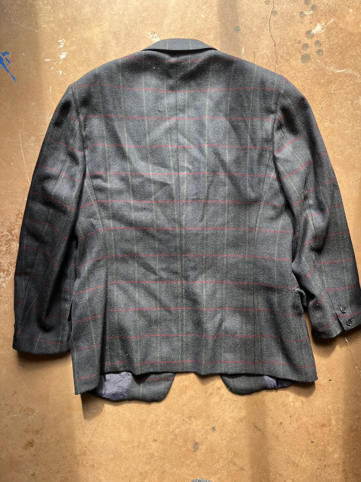 Brioni Brioni vintage charcoal herringbone with red plaid Size 42R - 3 Thumbnail