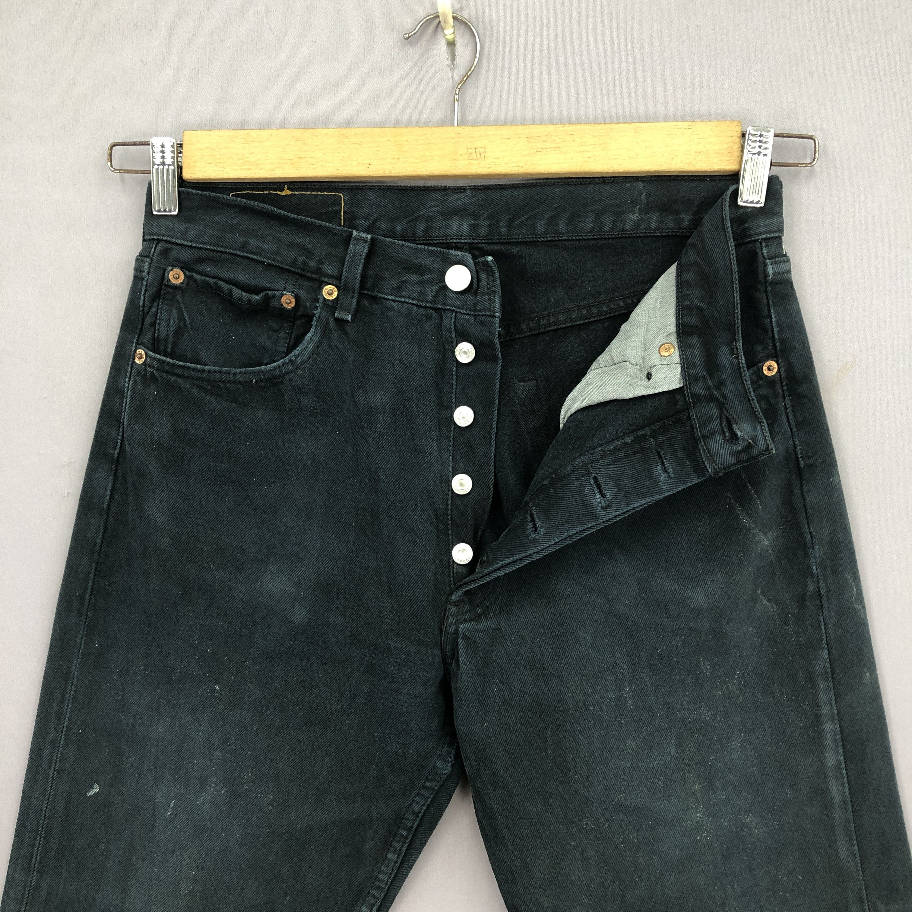 Levi's Vintage 90s Levis 501 Super Black Jeans Ripped Denim BS47591 Size US 30 / EU 46 - 6 Thumbnail