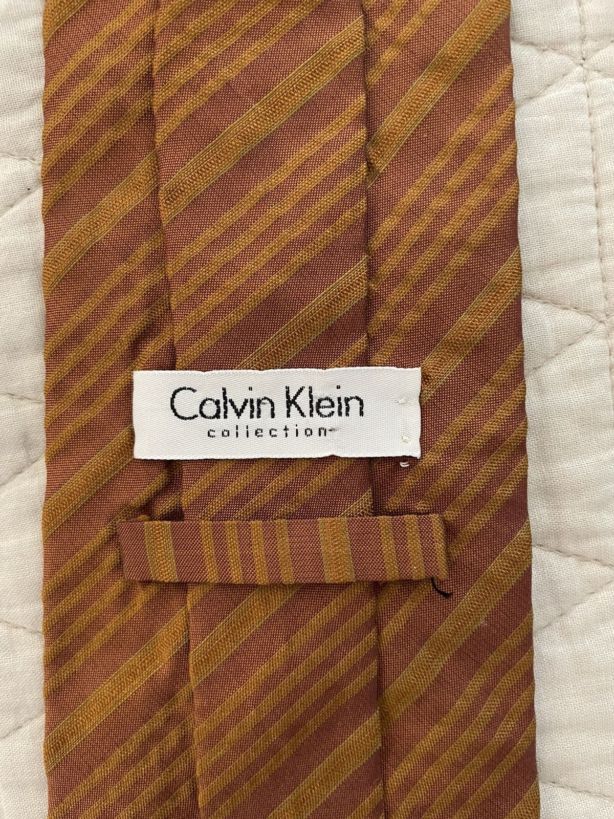 Calvin Klein Collection Seersucker Stripe Silk Tie Size ONE SIZE - 3 Thumbnail
