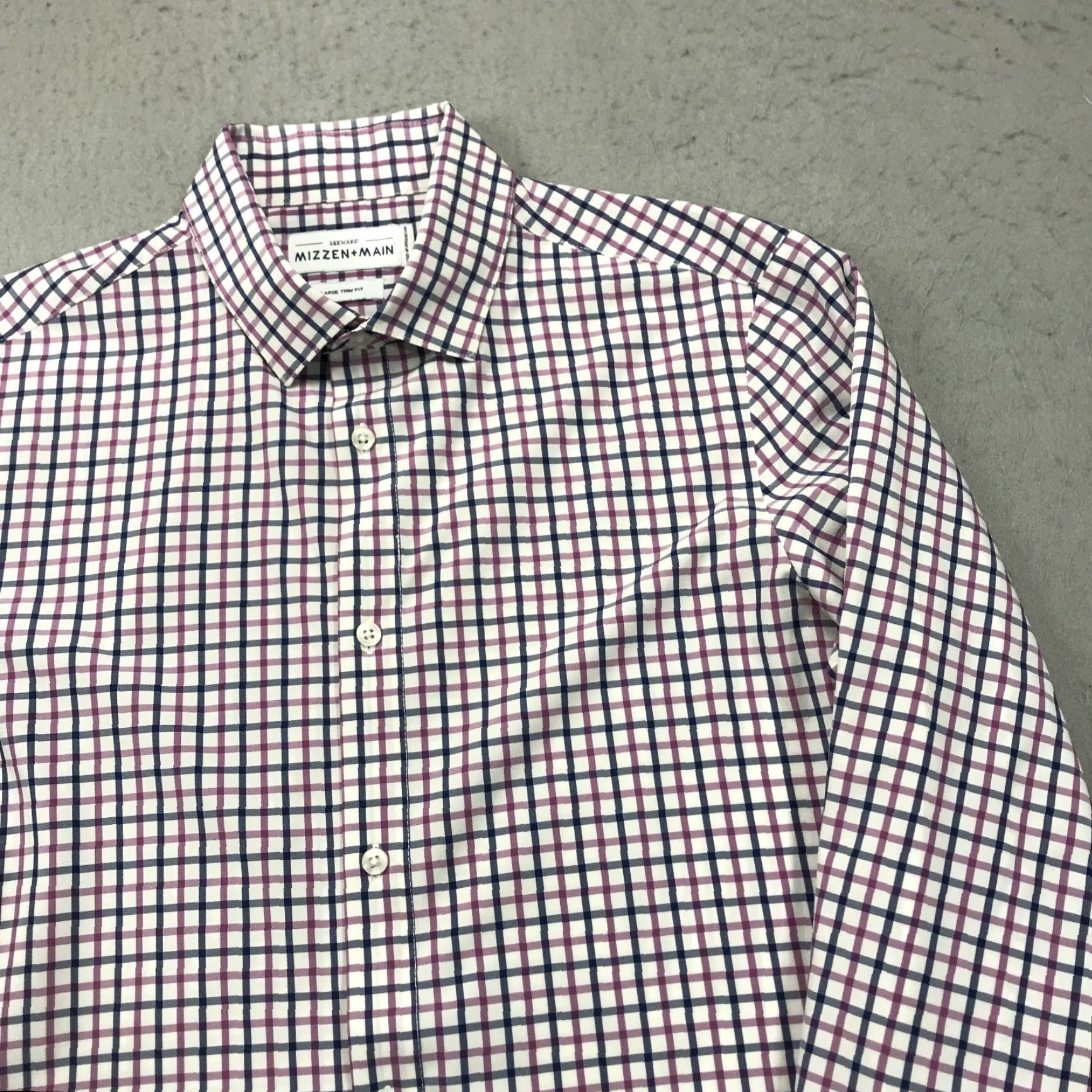 Mizzen+Main Mizzen+Main Shirt Mens Large Pink Check Casual Stretch Trim Fit Button-Up Long Sleeve Size US L / EU 52-54 / 3 - 3 Thumbnail
