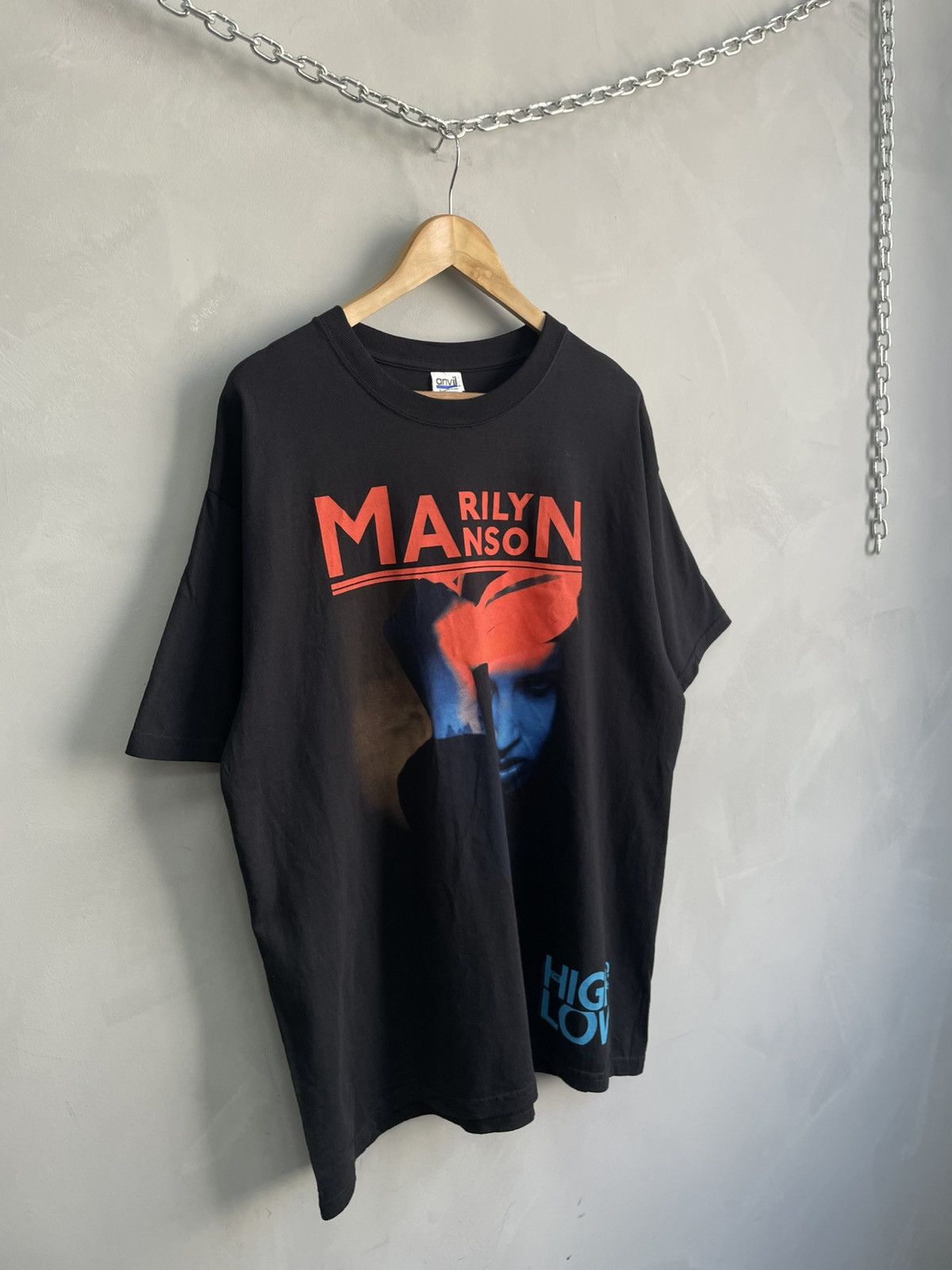 Anvil Marlin Manson Black Logo T-shirt Anvil Design Bang Tee 90s Size US XL / EU 56 / 4 - 2 Thumbnail