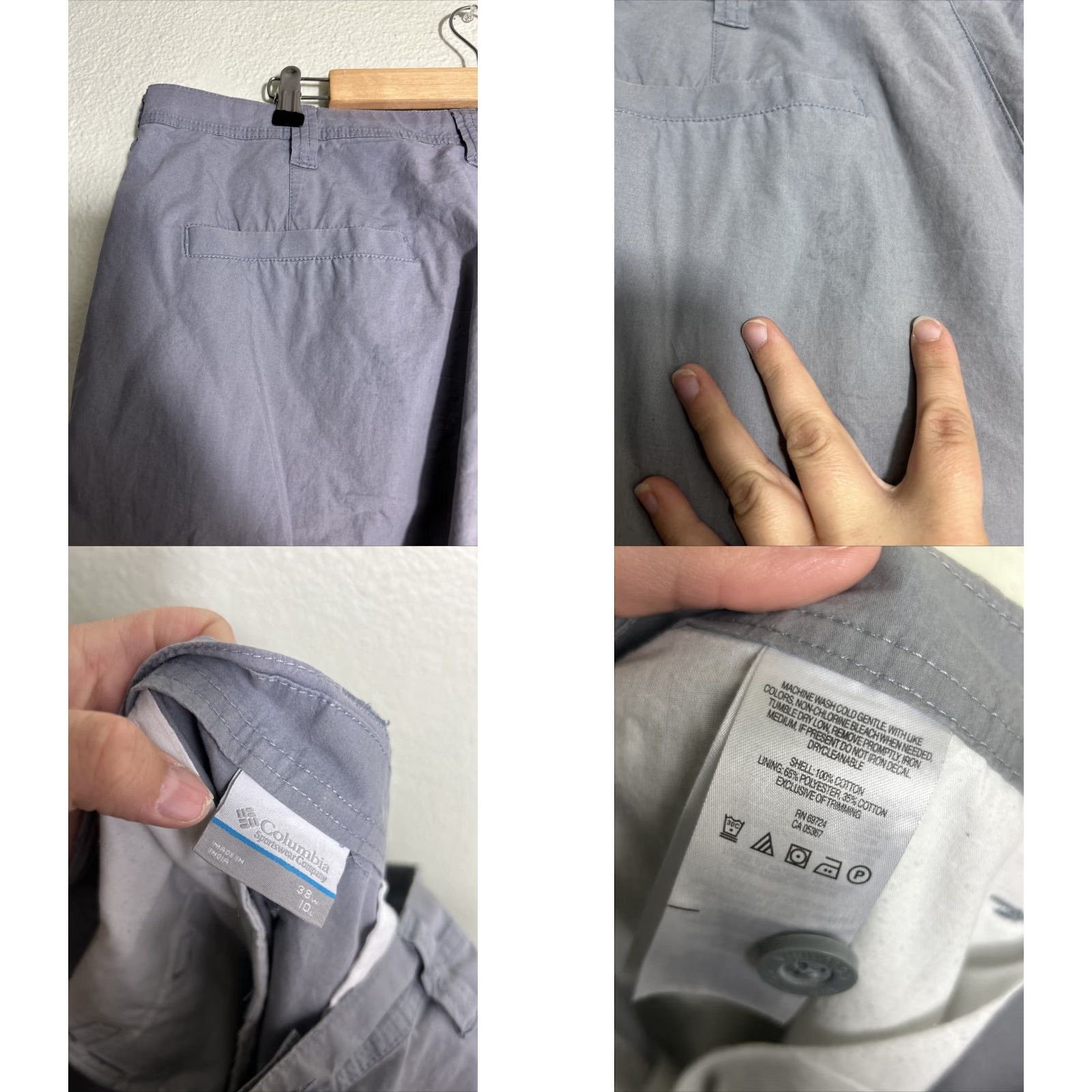 Vintage Columbia Men Shorts 38x10 Gray 100% Cotton Hiking Fishing Chino Reg Mens Size US 38 / EU 54 - 9 Thumbnail
