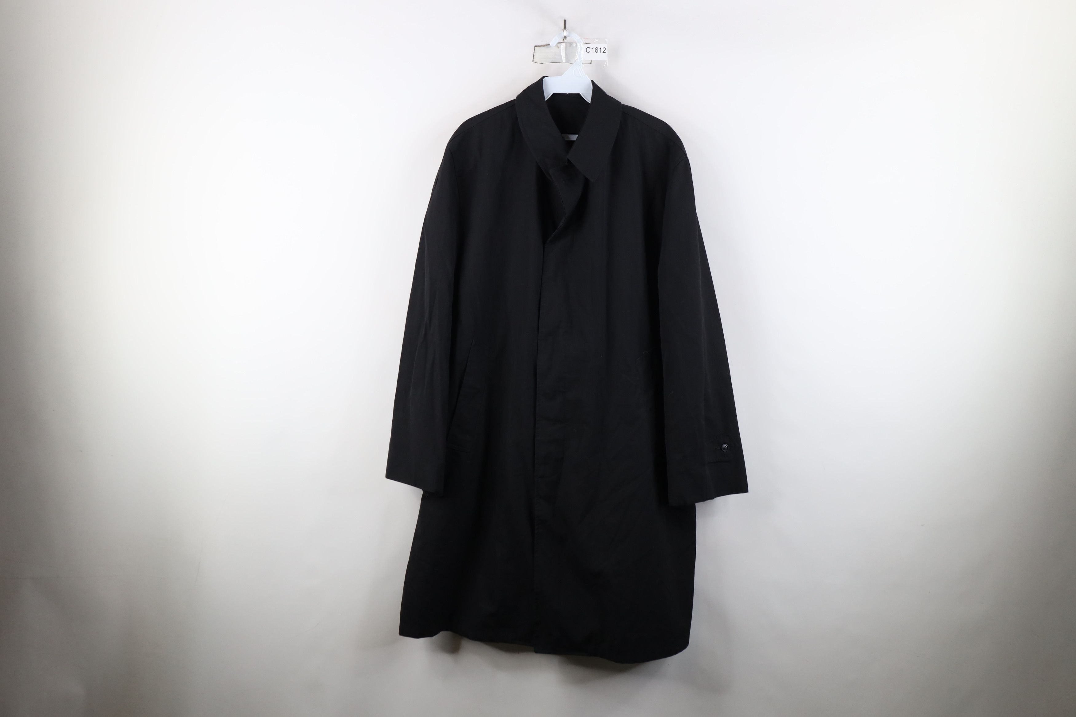 Vintage 50s 60s Streetwear Trench Coat Rain Jacket Black USA