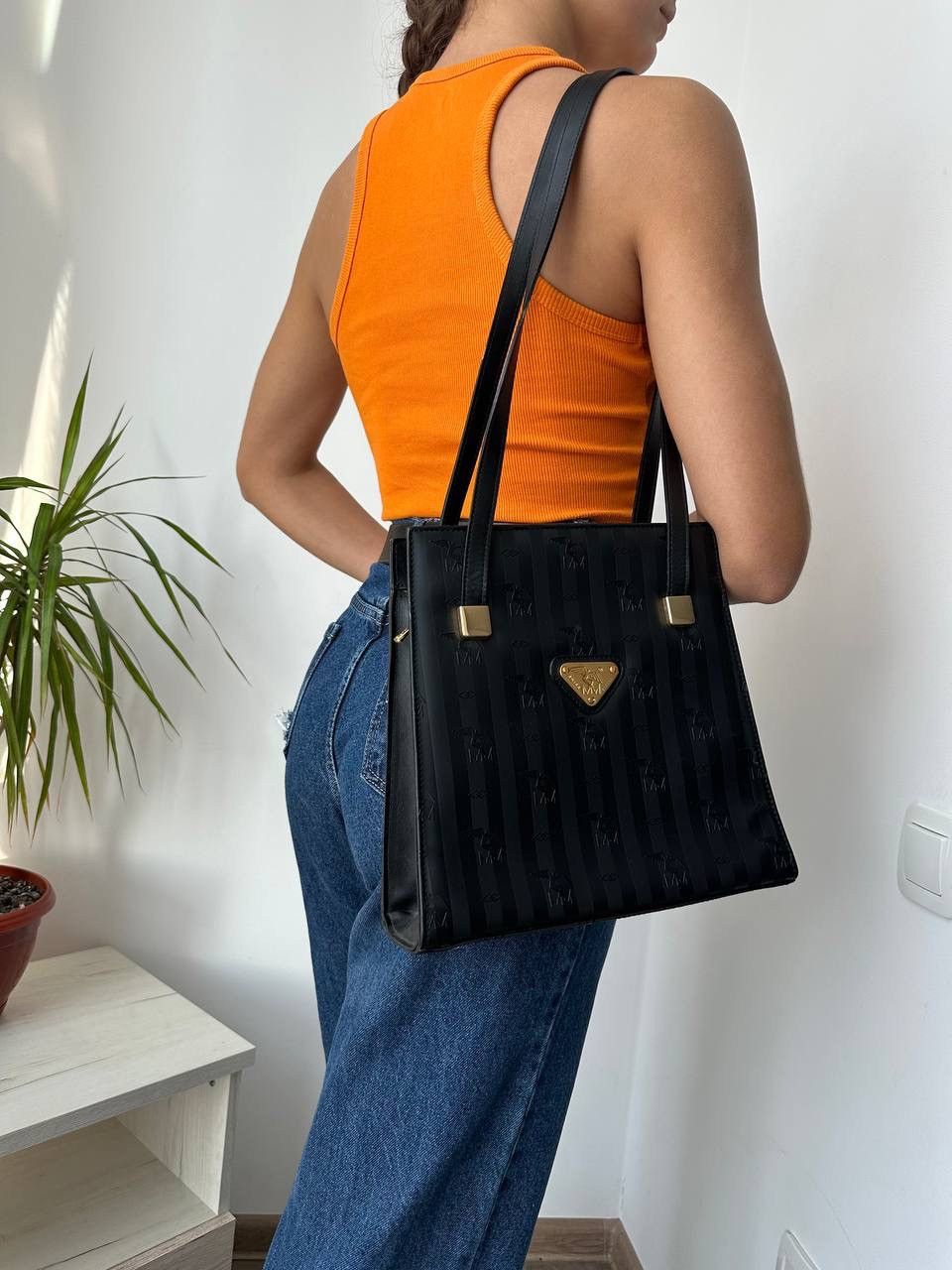 Maison Mollerus × Vintage Vintage Maison Mollerus Black Nylon Monogram Bag Size ONE SIZE - 11 Thumbnail