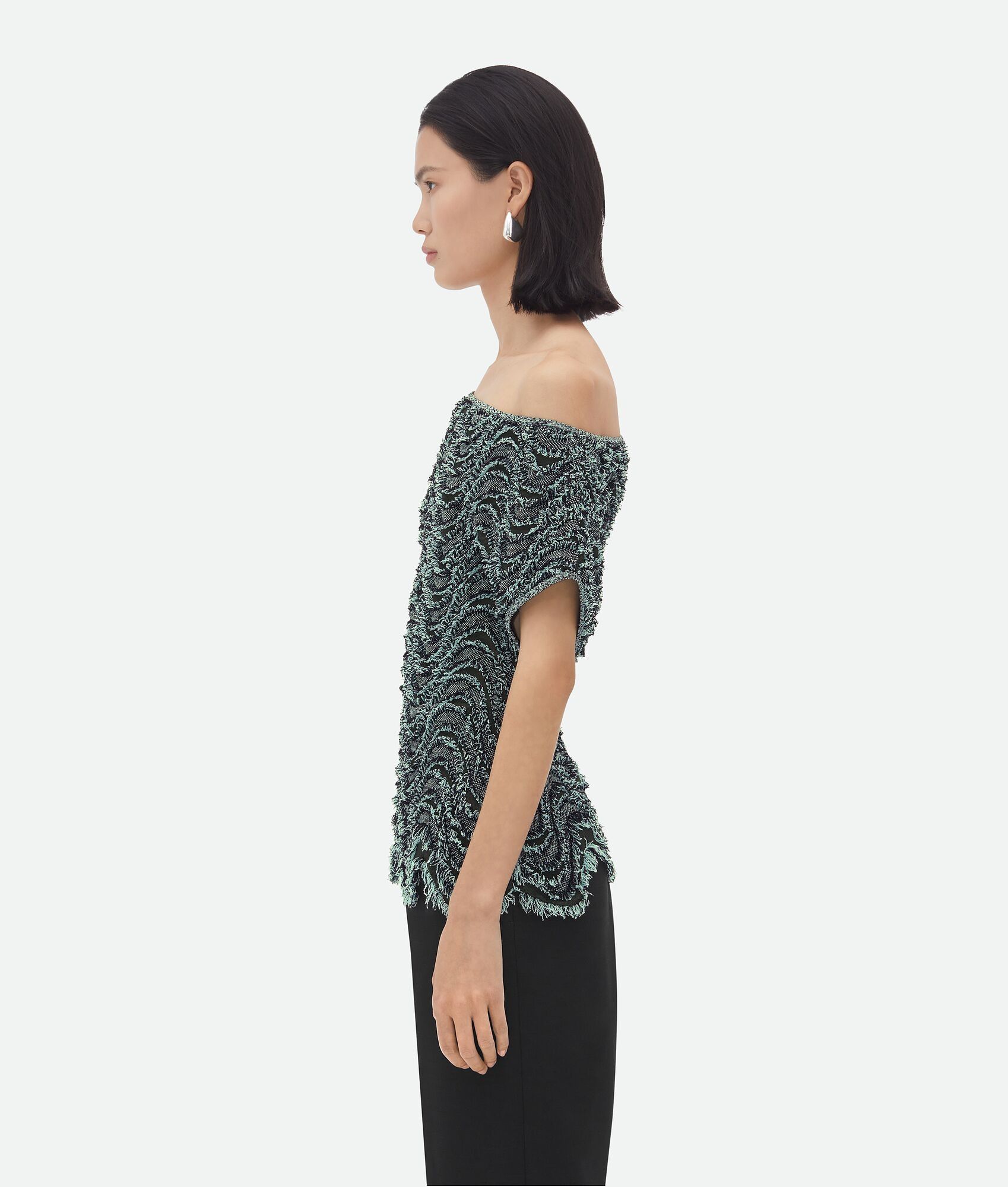 Bottega Veneta o1bcso1str0725 Textured Viscose Top With Weaved Fringes Size M / US 6-8 / IT 42-44 - 2 Thumbnail