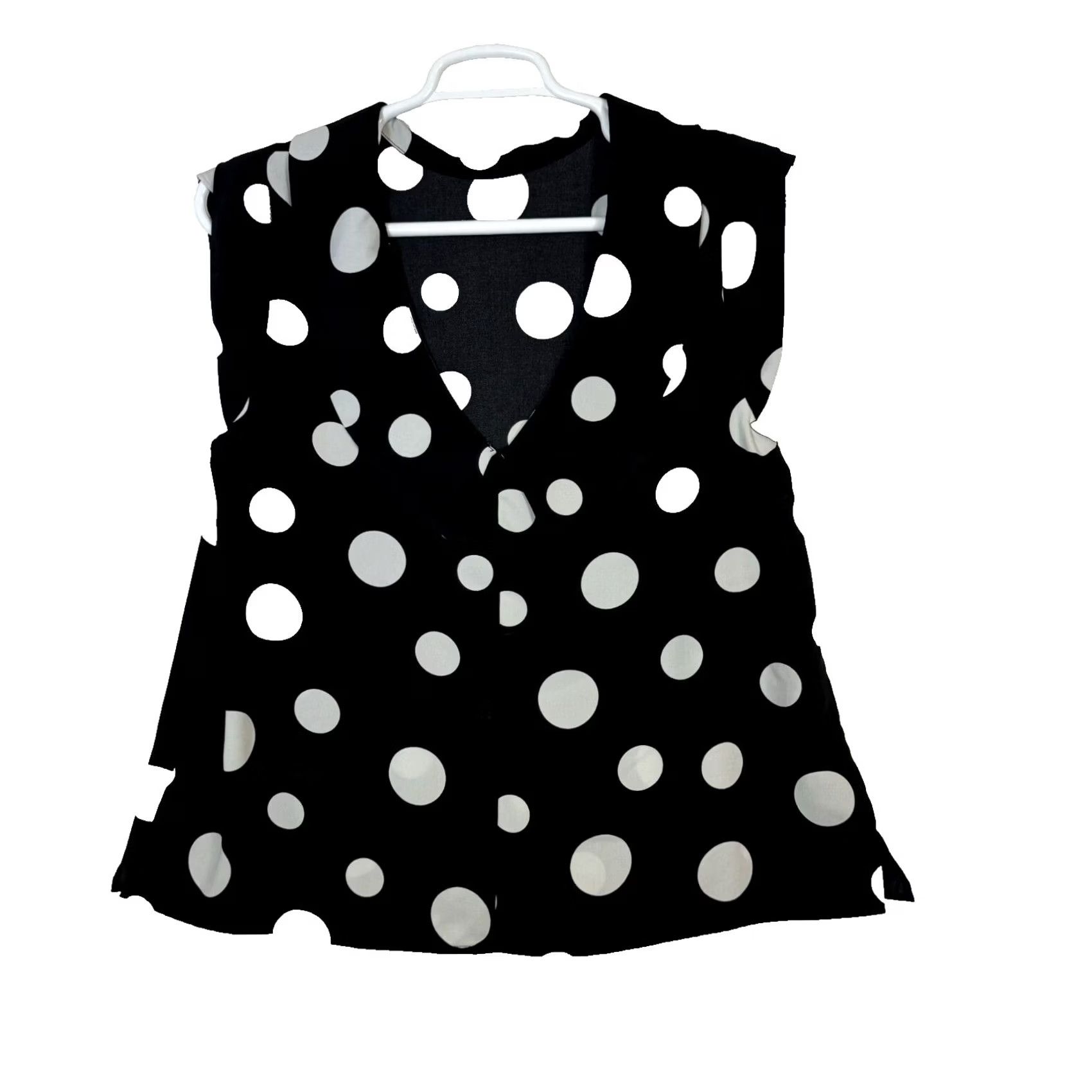 Vintage VINTAGE Blouse Top Women 36 Chest Black White Polka Dot Cap Sleeve Collared W311 Size XS / US 0-2 / IT 36-38 - 2 Thumbnail