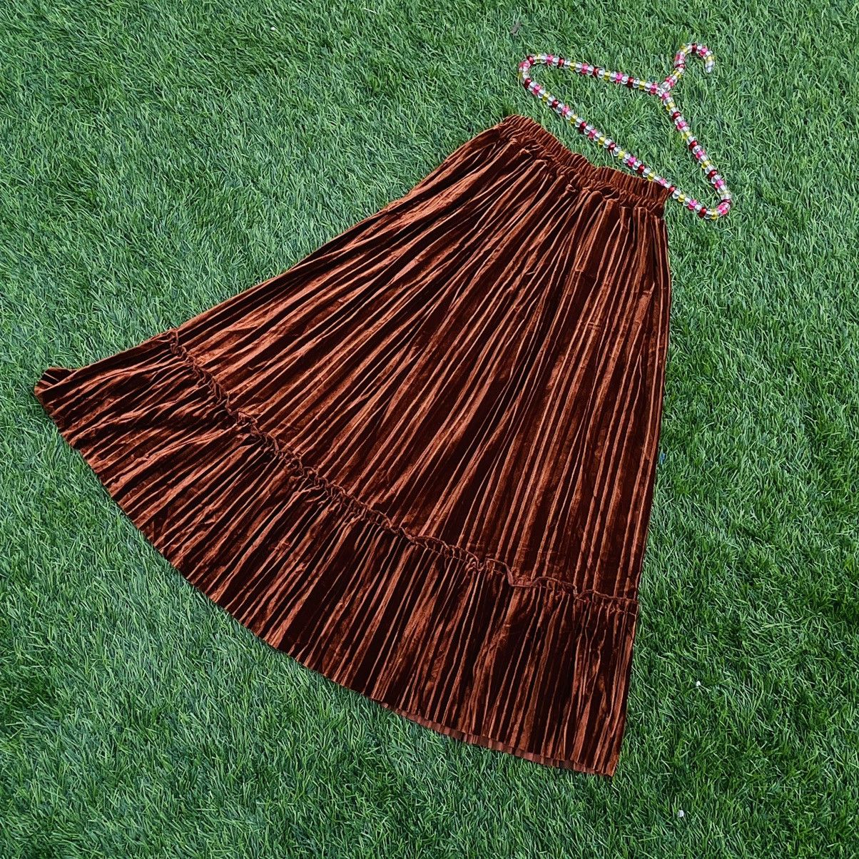 Vintage Vintage Feather Like Velvet Mixi Skirt Size 28" / US 6 / IT 42 - 2 Thumbnail