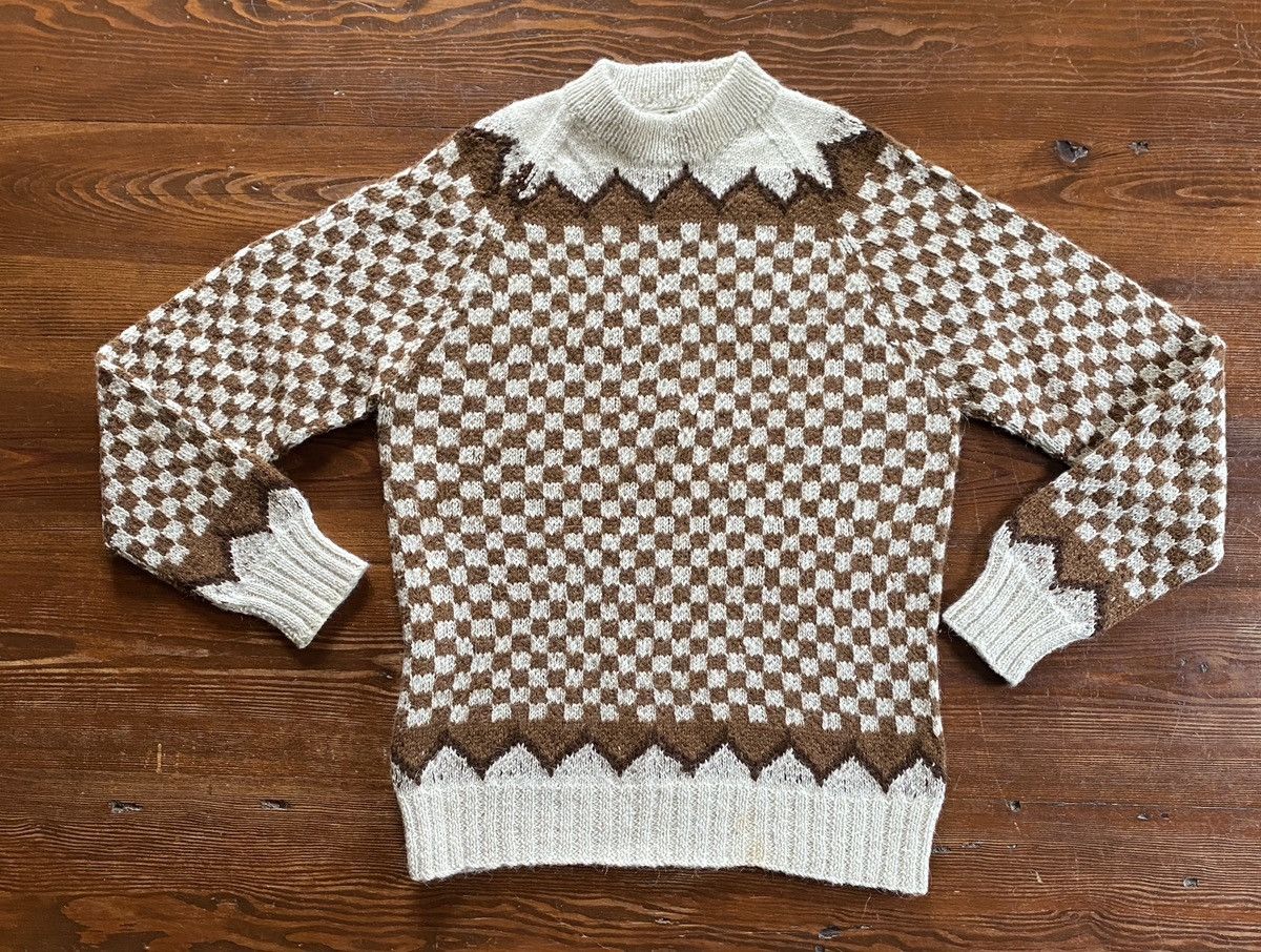 Vintage Vintage 60’s Fotrama Alpaca Wool Checkered Raglan Sweater Size US S / EU 44-46 / 1 - 2 Thumbnail