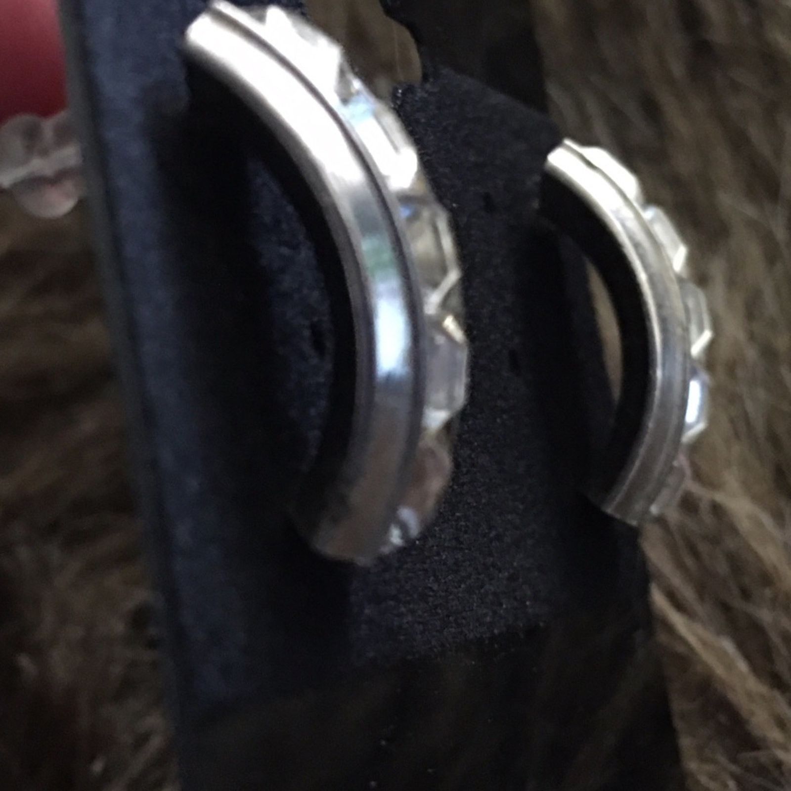 Vintage Vintage silver tone square rhinestone half hoops Size ONE SIZE - 3 Thumbnail