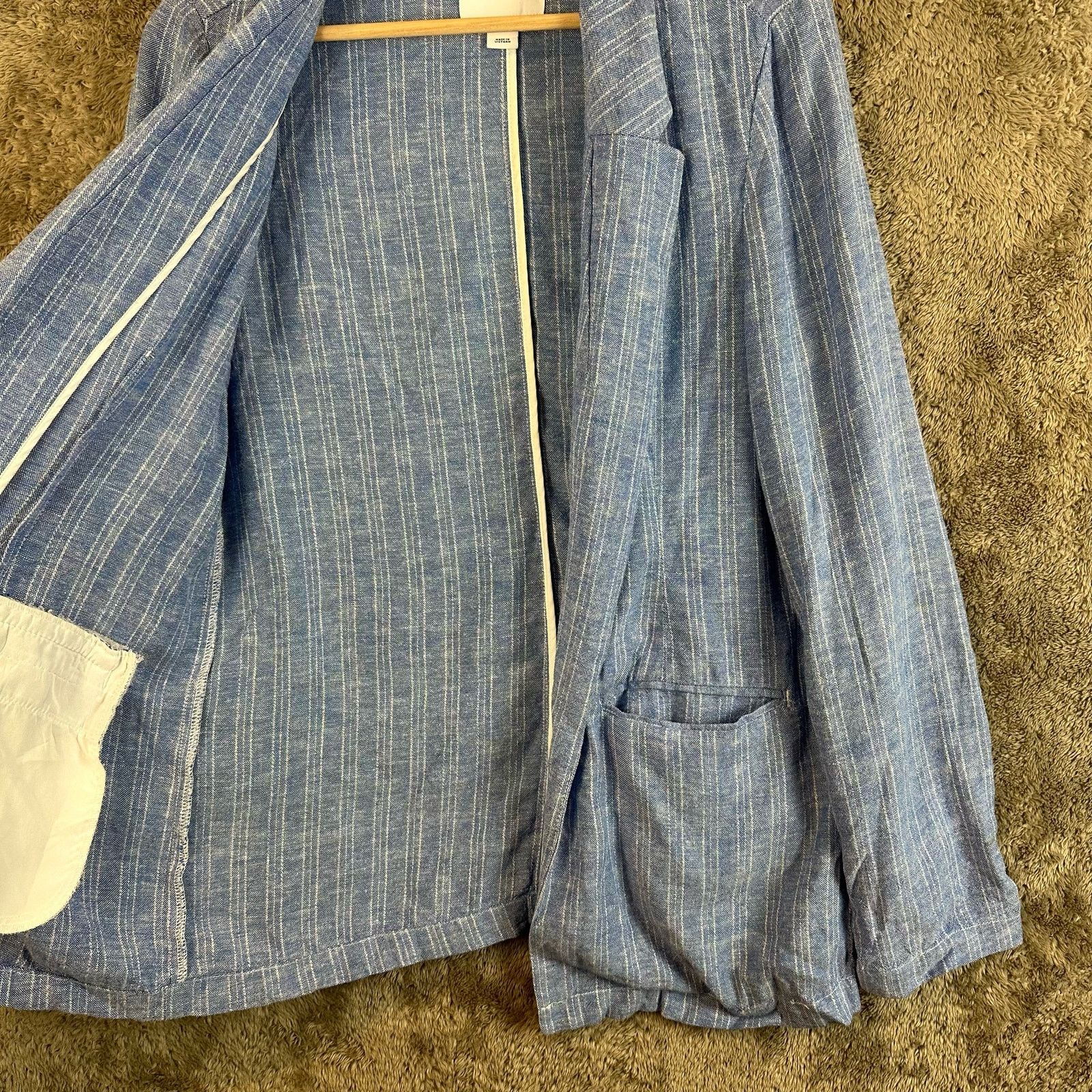 Old Navy Old Navy Linen Blazer Open Jacket Chambray Stripe S Size US S / EU 44-46 / 1 - 4 Thumbnail