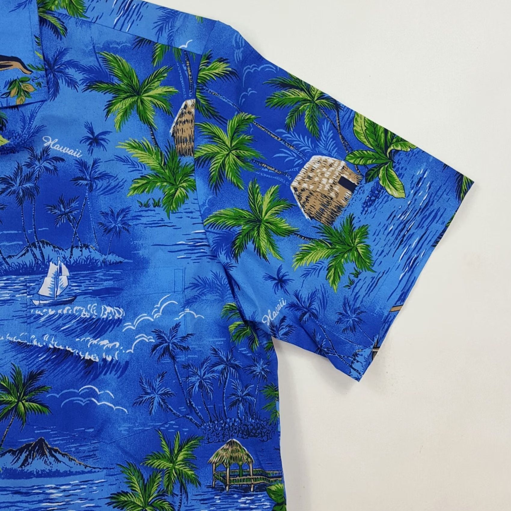 Vintage VINTAGE Hawaiian Beach Print Camp Shirt Mens L Button-Up Royal Creations Blue Tropical Aloha 90s Beach Size US L / EU 52-54 / 3 - 3 Thumbnail