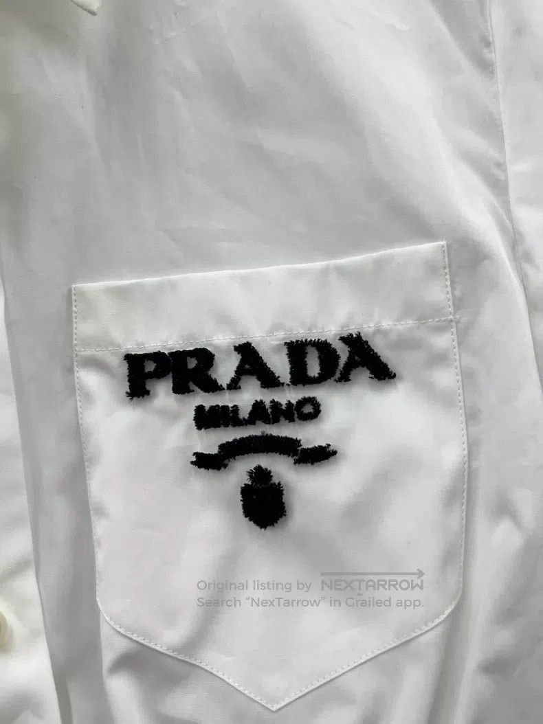 Prada Prada White short long-sleeved shirt Size XS / US 0-2 / IT 36-38 - 2 Thumbnail