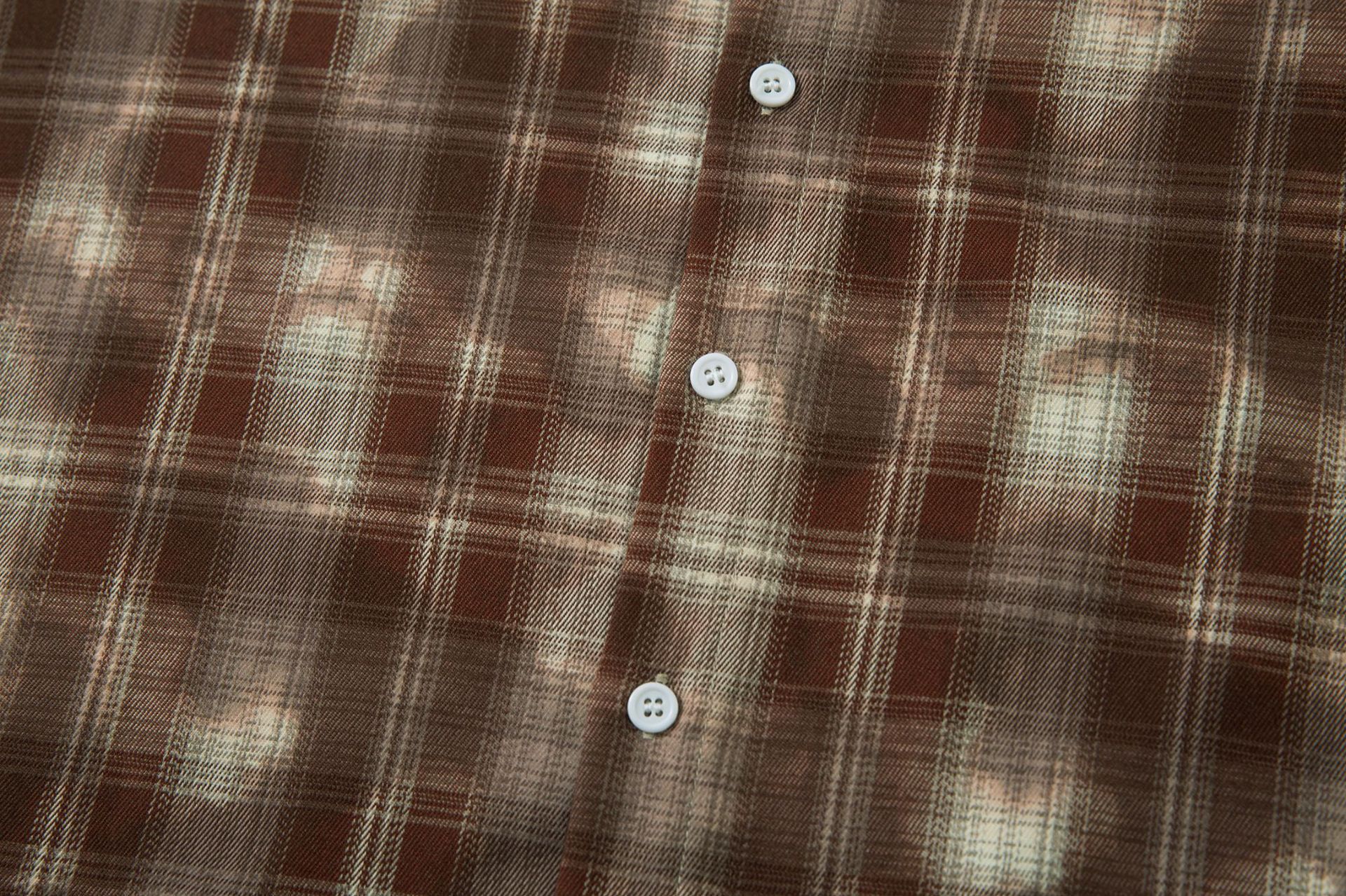 Japanese Brand × Vintage American street tie-dye loose casual plaid shirt Size US L / EU 52-54 / 3 - 4 Thumbnail