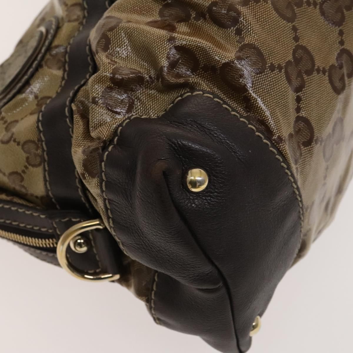 Gucci GUCCI GG Crystal Hand Bag Coated Canvas Brown Gold Size ONE SIZE - 11 Thumbnail