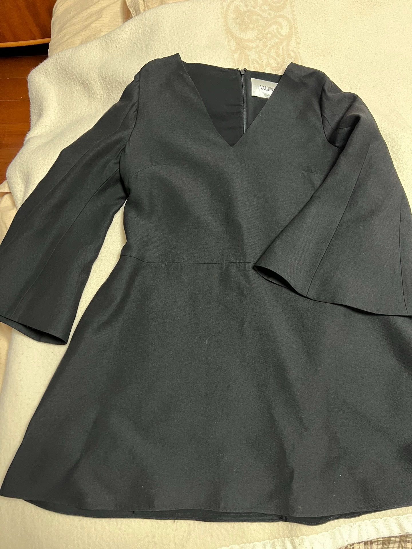 Valentino Wool Silk Flared Sleeve Dress - dmc