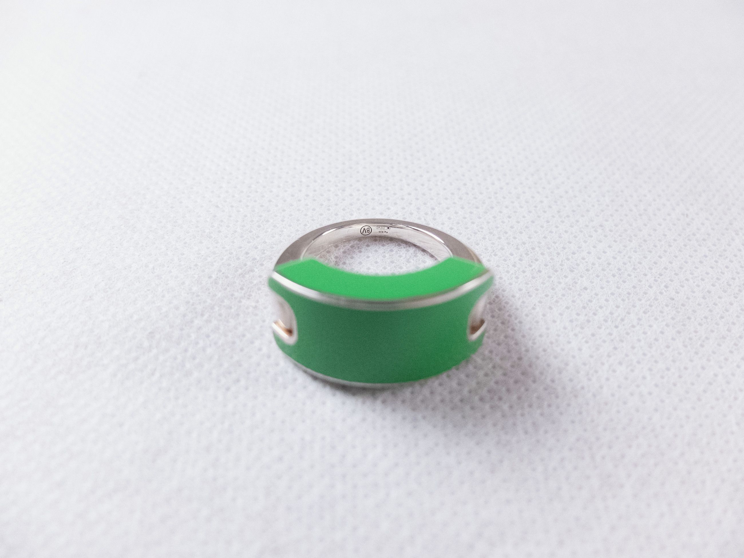 Bottega Veneta BOTTEGA VENETA ID green Sterling silver chunky ring 9 19 q Size ONE SIZE - 4 Thumbnail