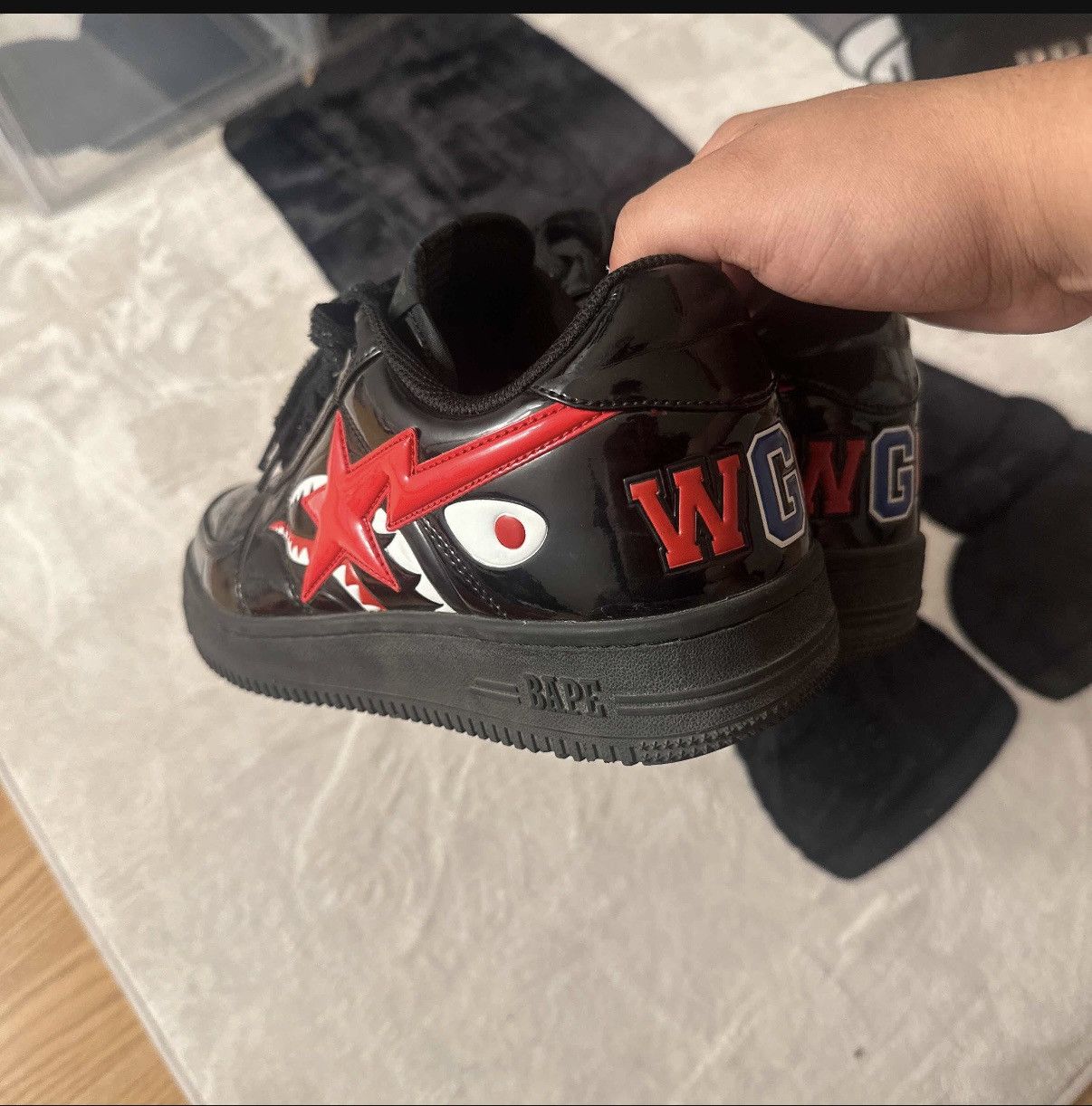Bape Bapesta low black shark face Size US 10 / EU 43 - 3 Thumbnail
