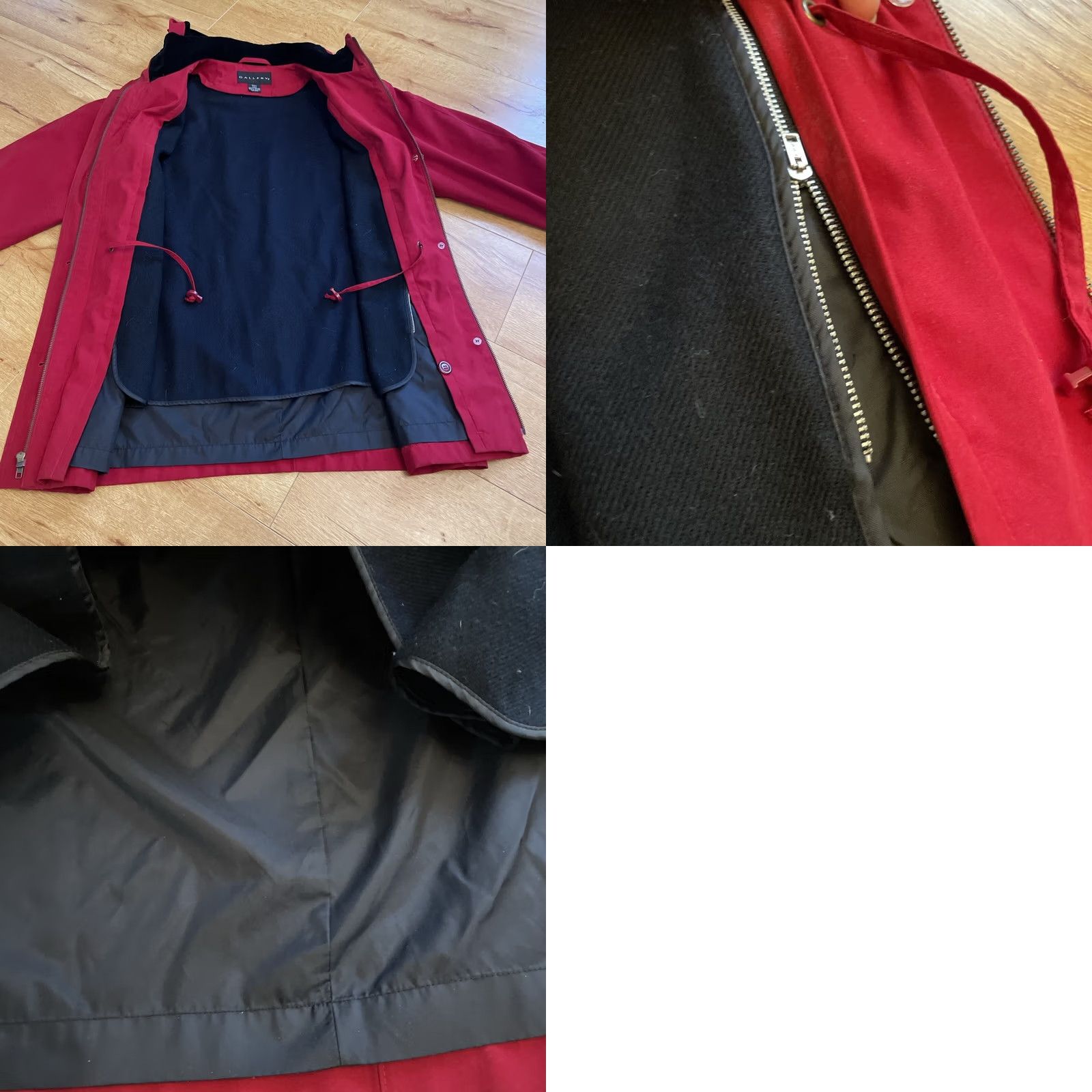 Vintage VTG Gallery Jacket Womens Small Deep Red Hooded Zip/Button up Liner Pockets Warm Jacket Size S / US 4 / IT 40 - 8 Thumbnail